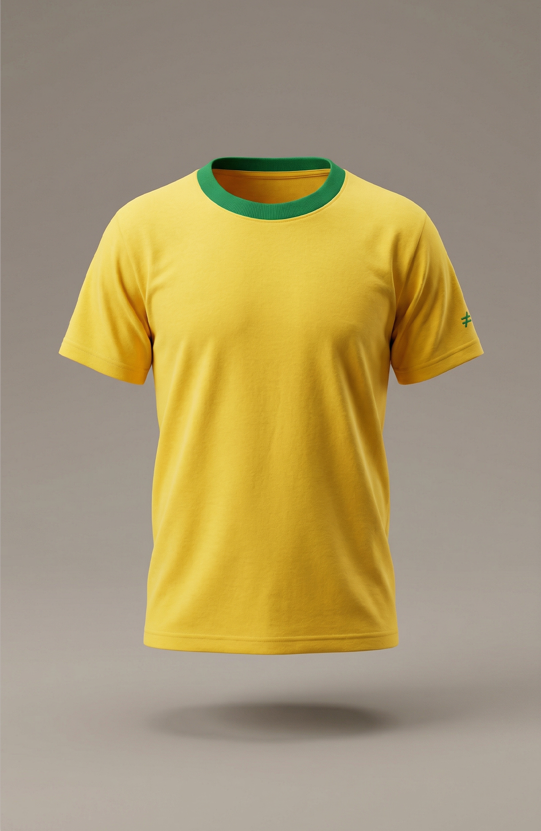 Camiseta Bázica Kids Gola C Duo bicolor amarela e verde Bázico em algodão egípcio #Cor_Amarelo / Verde