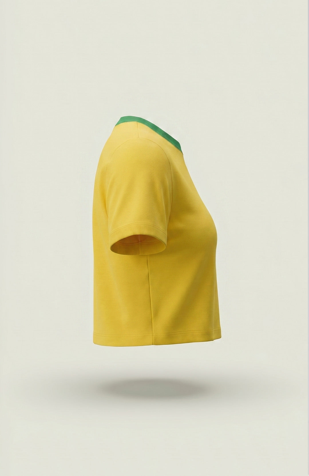 Cropped Bázica Duo bicolor amarelo e verde Bázico em algodão Powerful #Cor_Amarelo / Verde