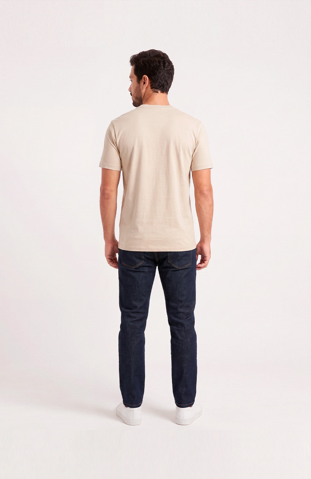 Camiseta Bázica Regular masculina areia Bázico, algodão Powerful com caimento clássico #Cor_Areia