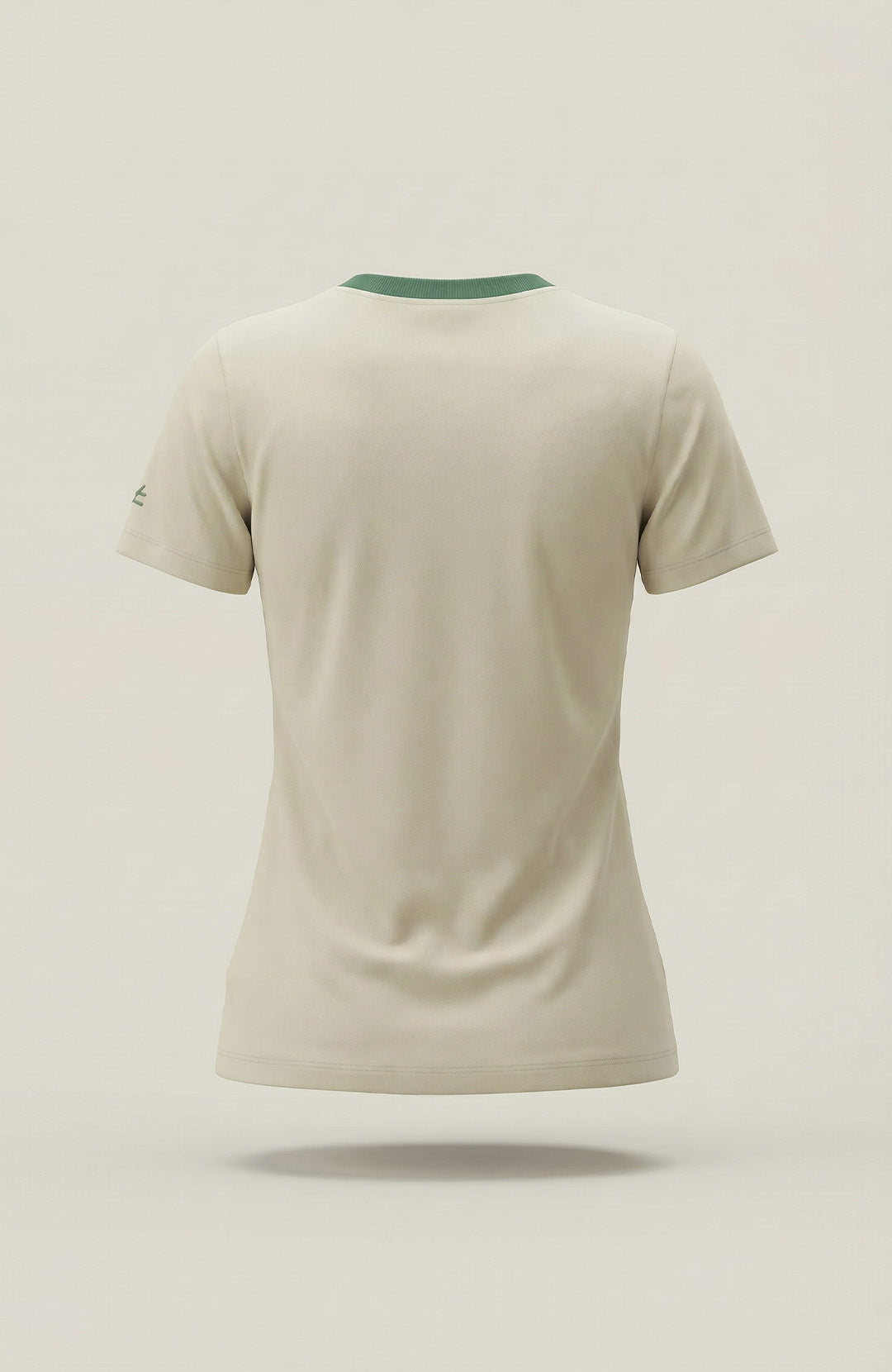 Camiseta Bázica Feminina Gola C Duo bicolor areia e verde Bázico em algodão Powerful #Cor_Areia / Verde
