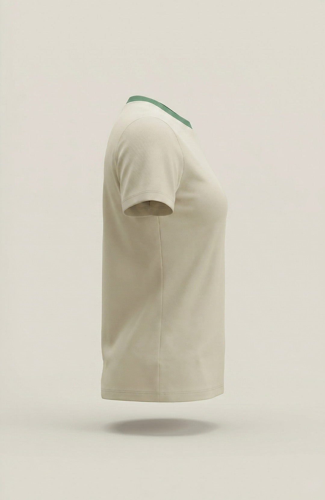 Camiseta Bázica Feminina Gola C Duo bicolor areia e verde Bázico em algodão Powerful #Cor_Areia / Verde