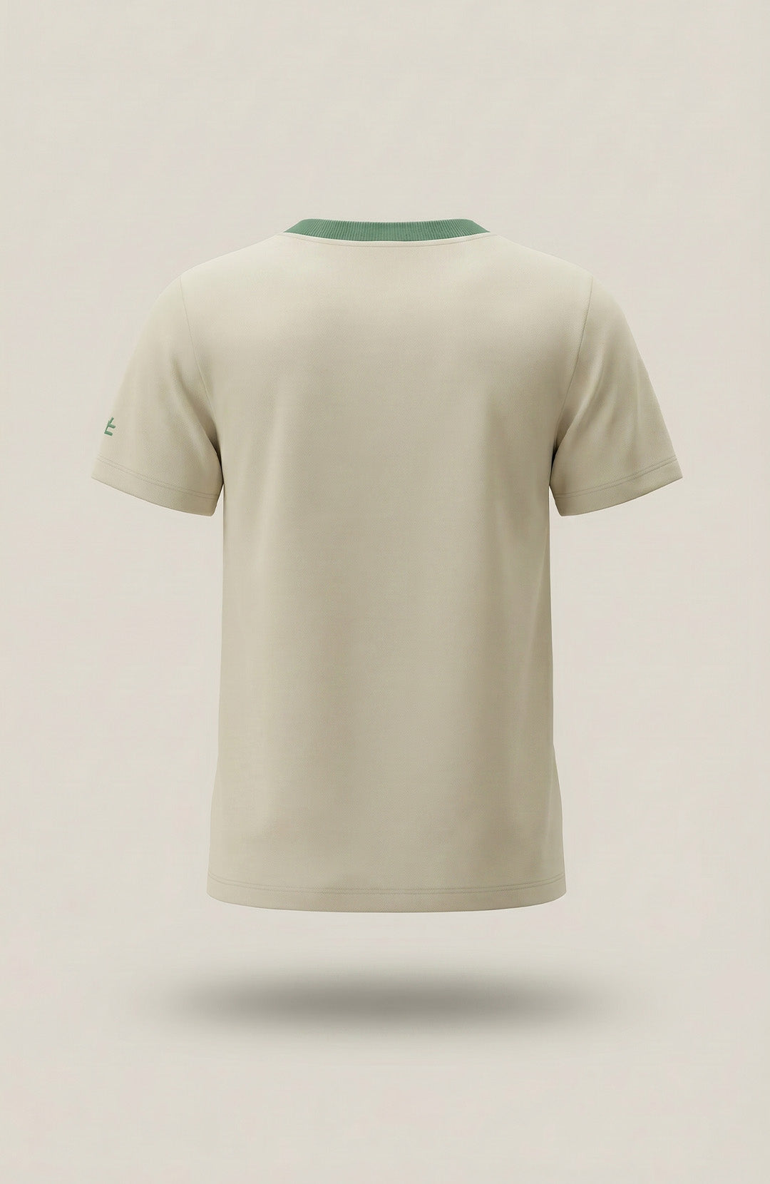Camiseta Bázica Gola C Duo masculina bicolor areia e verde Bázico, algodão egípcio Powerful #Cor_Areia / Verde
