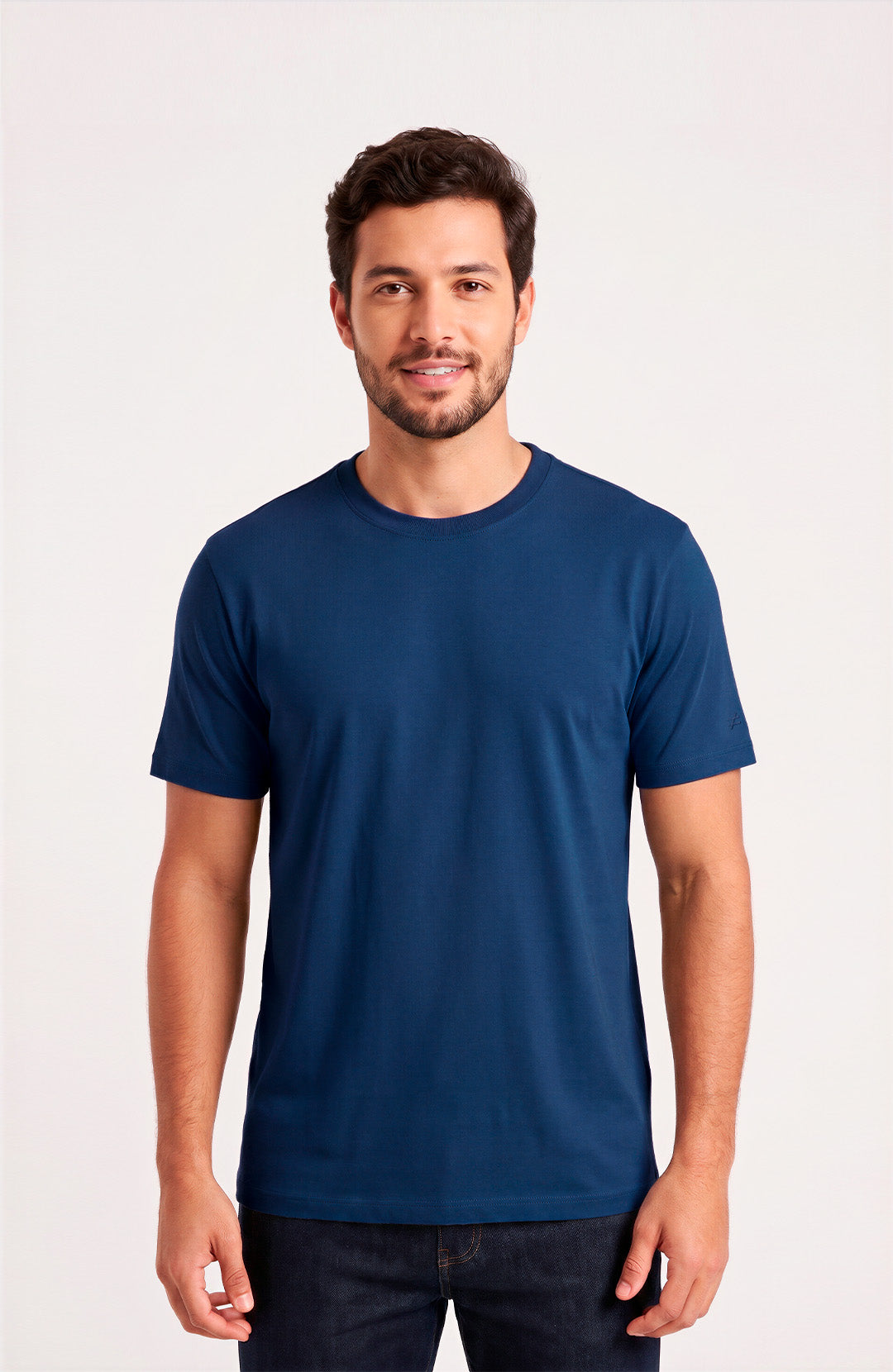 Camiseta Bázica Regular masculina azul escuro Bázico, algodão Powerful com caimento clássico #Cor_Azul Escuro
