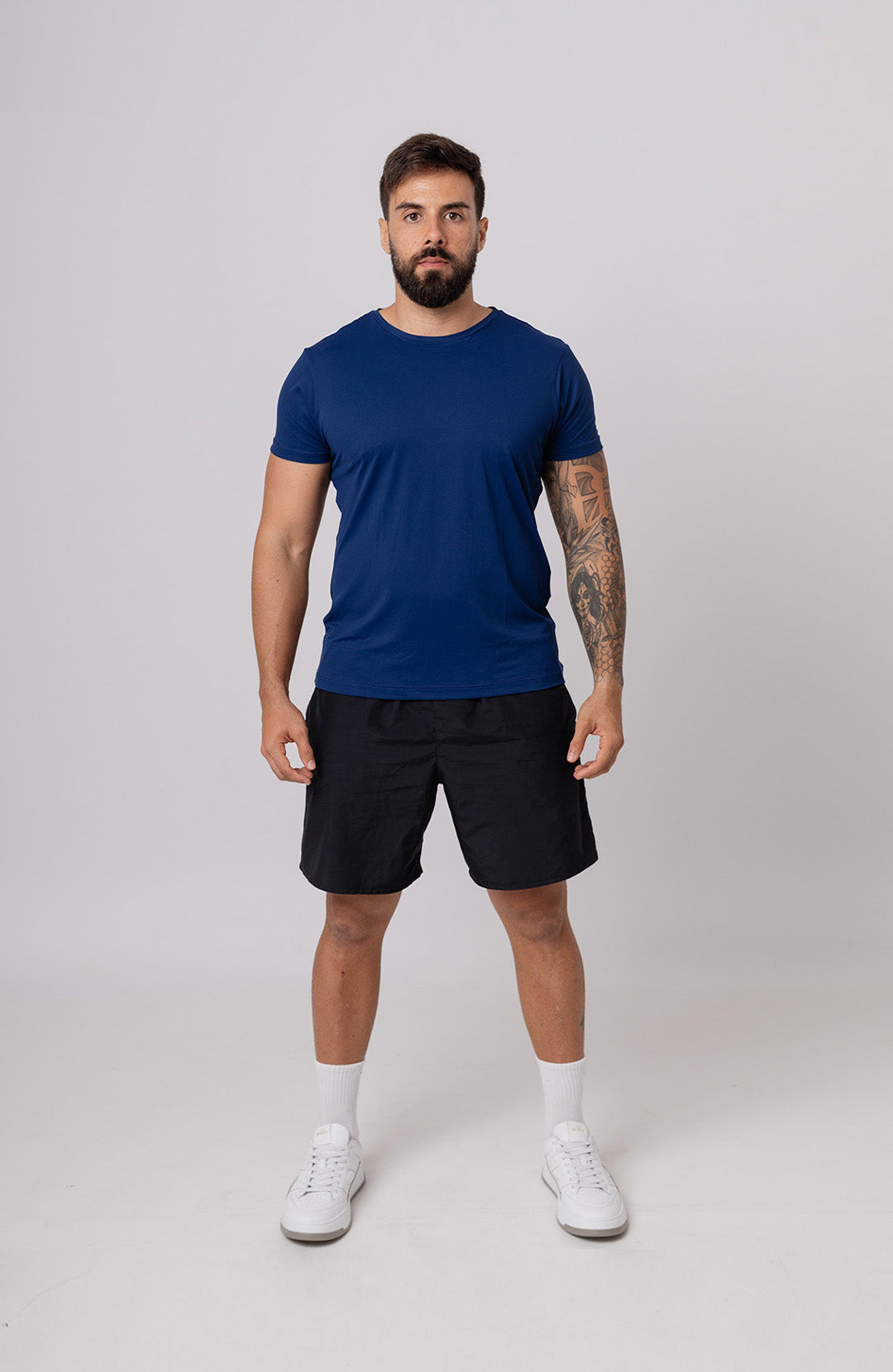 Regata esportiva Sport Classic masculina azul escuro Bázico, poliamida com toque gelado e secagem rápida #Cor_Azul Escuro