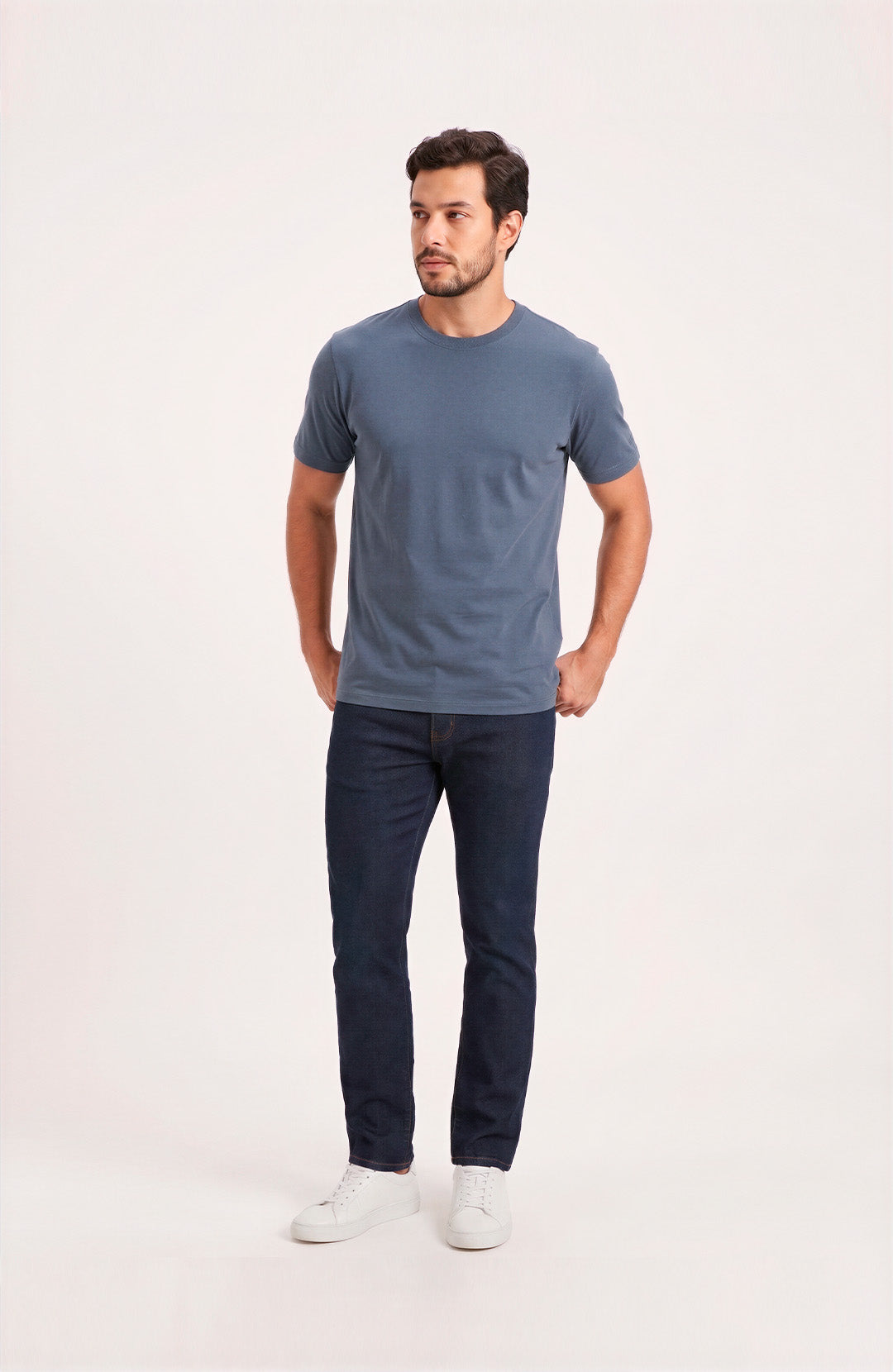 Camiseta Bázica Regular masculina azul lunar Bázico, algodão Powerful com caimento clássico #Cor_Azul Lunar