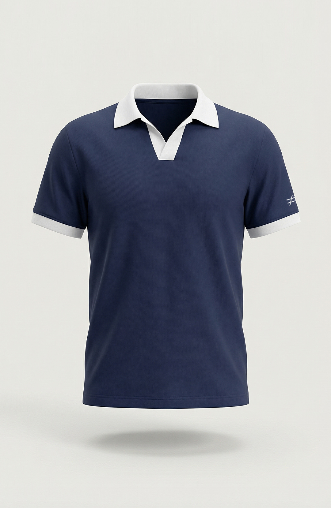 Camisa polo masculina Duo bicolor azul-marinho e branca Bázico, algodão egípcio Powerful com gola estruturada #Cor_Azul-marinho / Branco