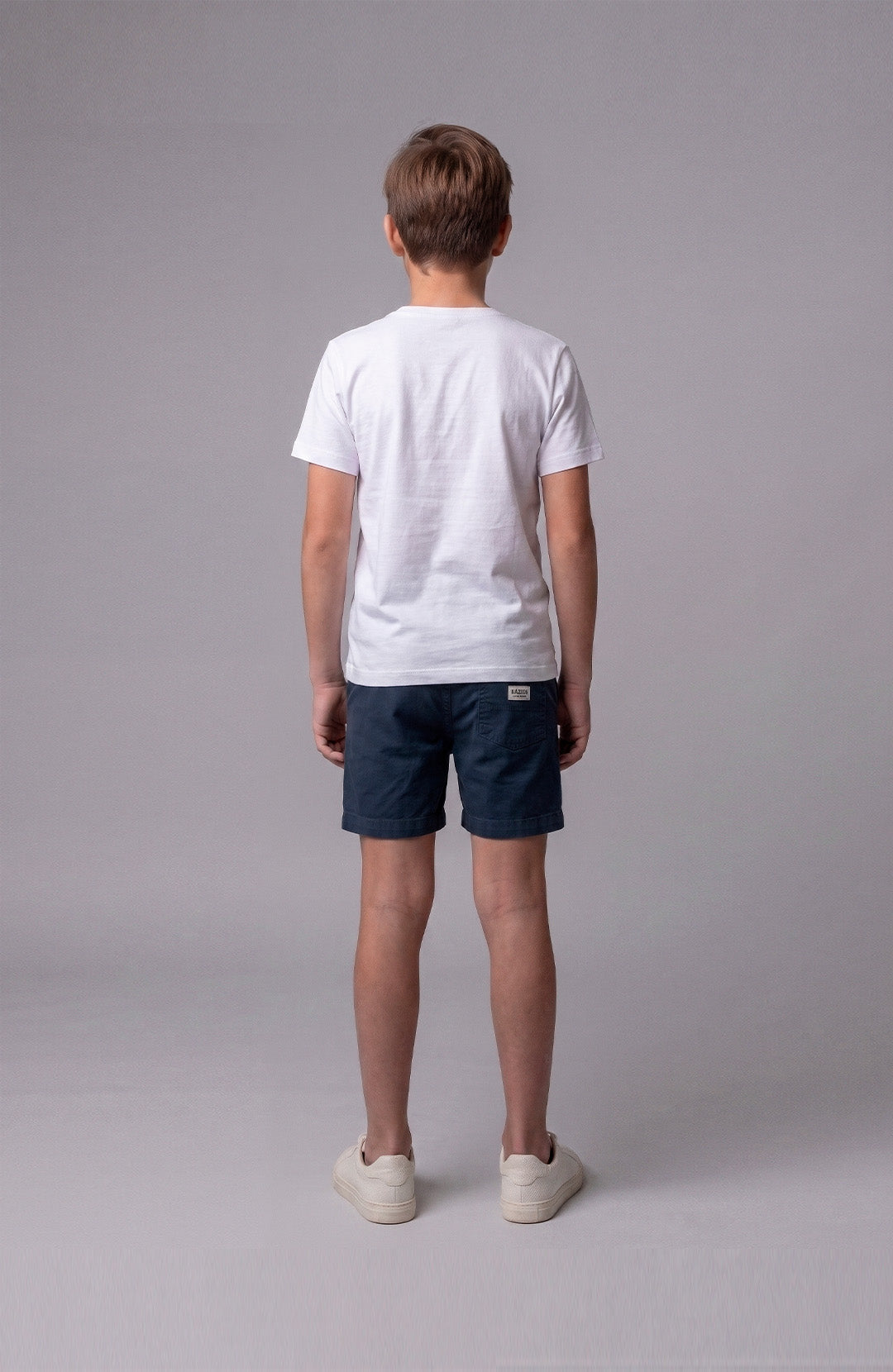 Short Bázico Kids azul-marinho Bázico, sarja de algodão com cintura ajustável #Cor_Azul-marinho