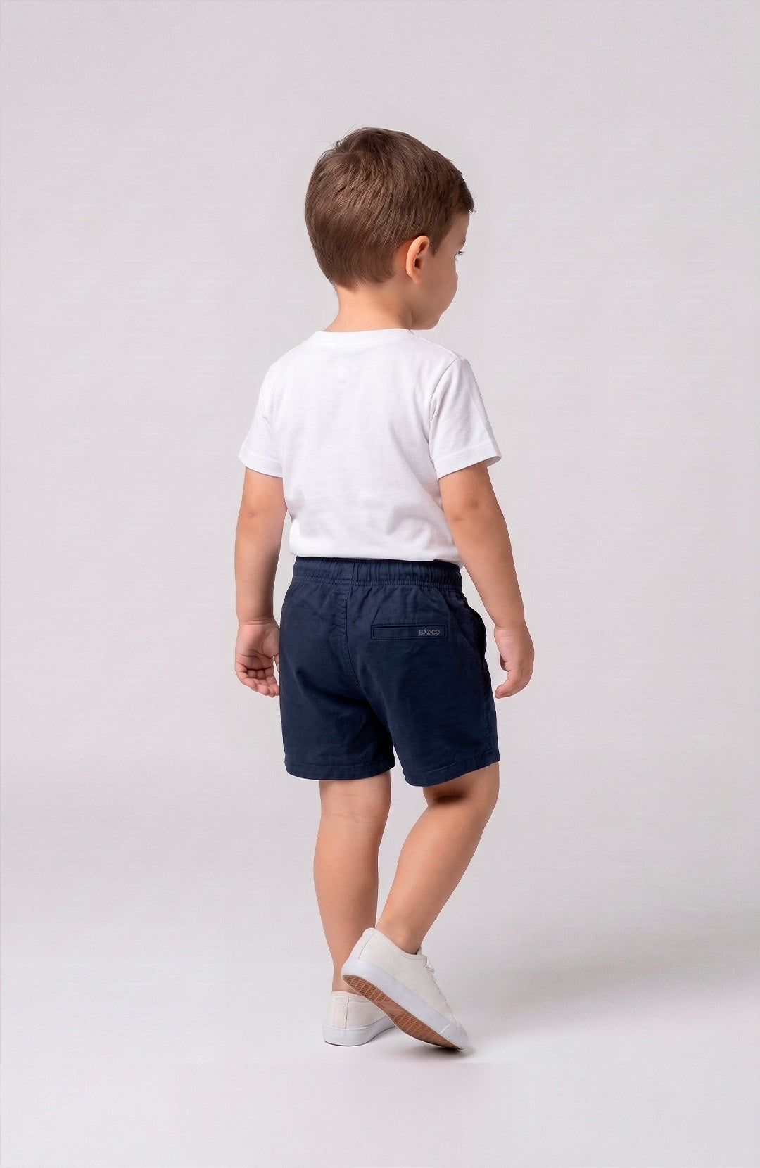 Short Bázico Kids azul-marinho Bázico, sarja de algodão com cintura ajustável #Cor_Azul-marinho