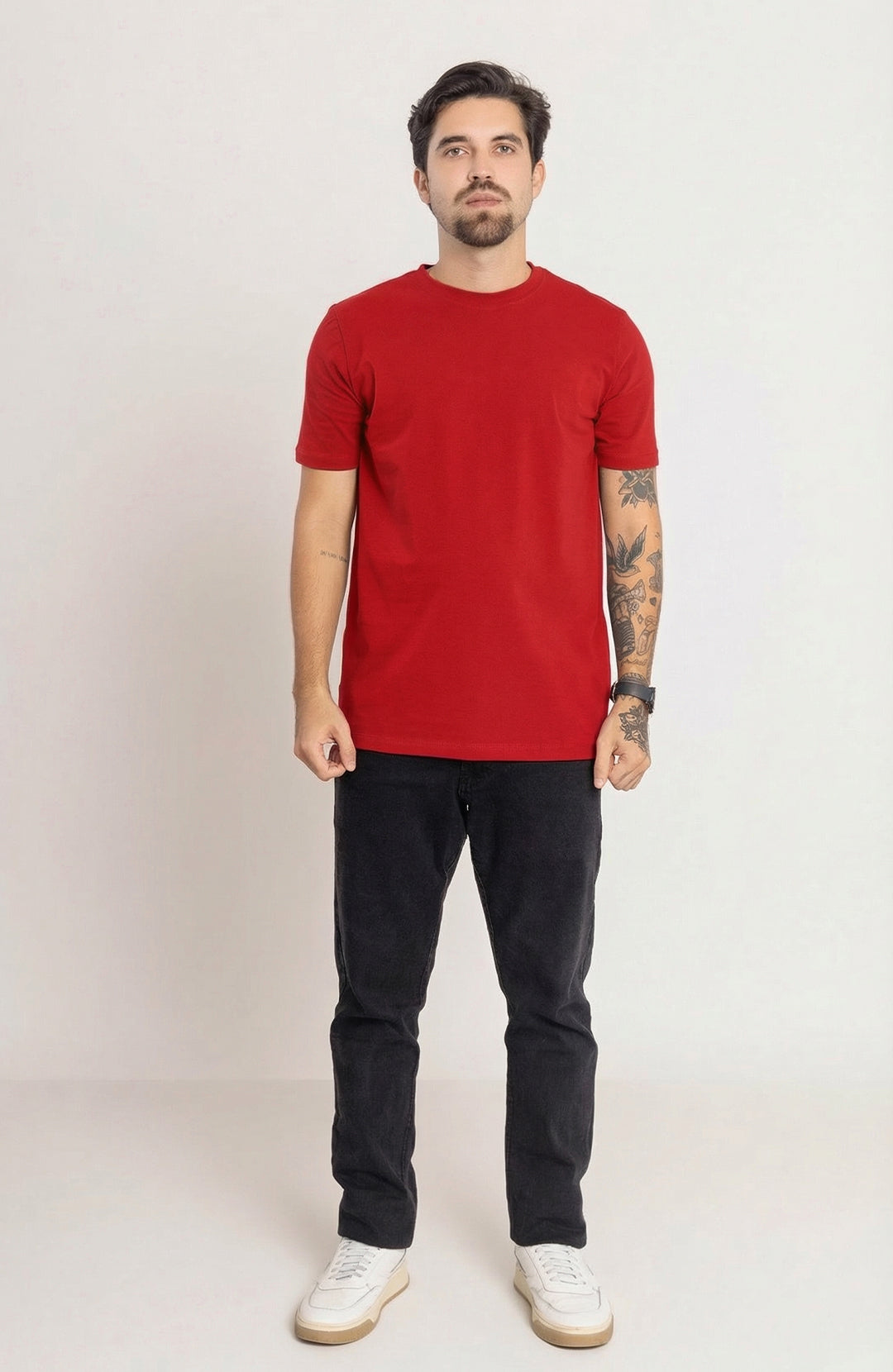Camiseta Bázica Regular masculina bordô Bázico, algodão Powerful com caimento clássico #Cor_Bordo