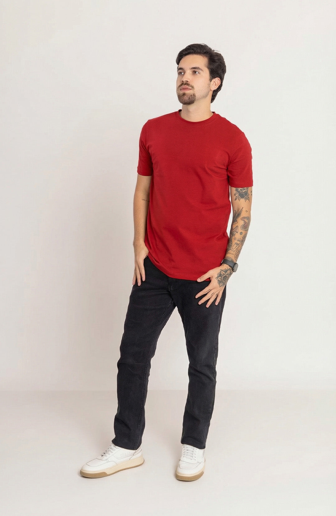 Camiseta Bázica Regular masculina bordô Bázico, algodão Powerful com caimento clássico #Cor_Bordo