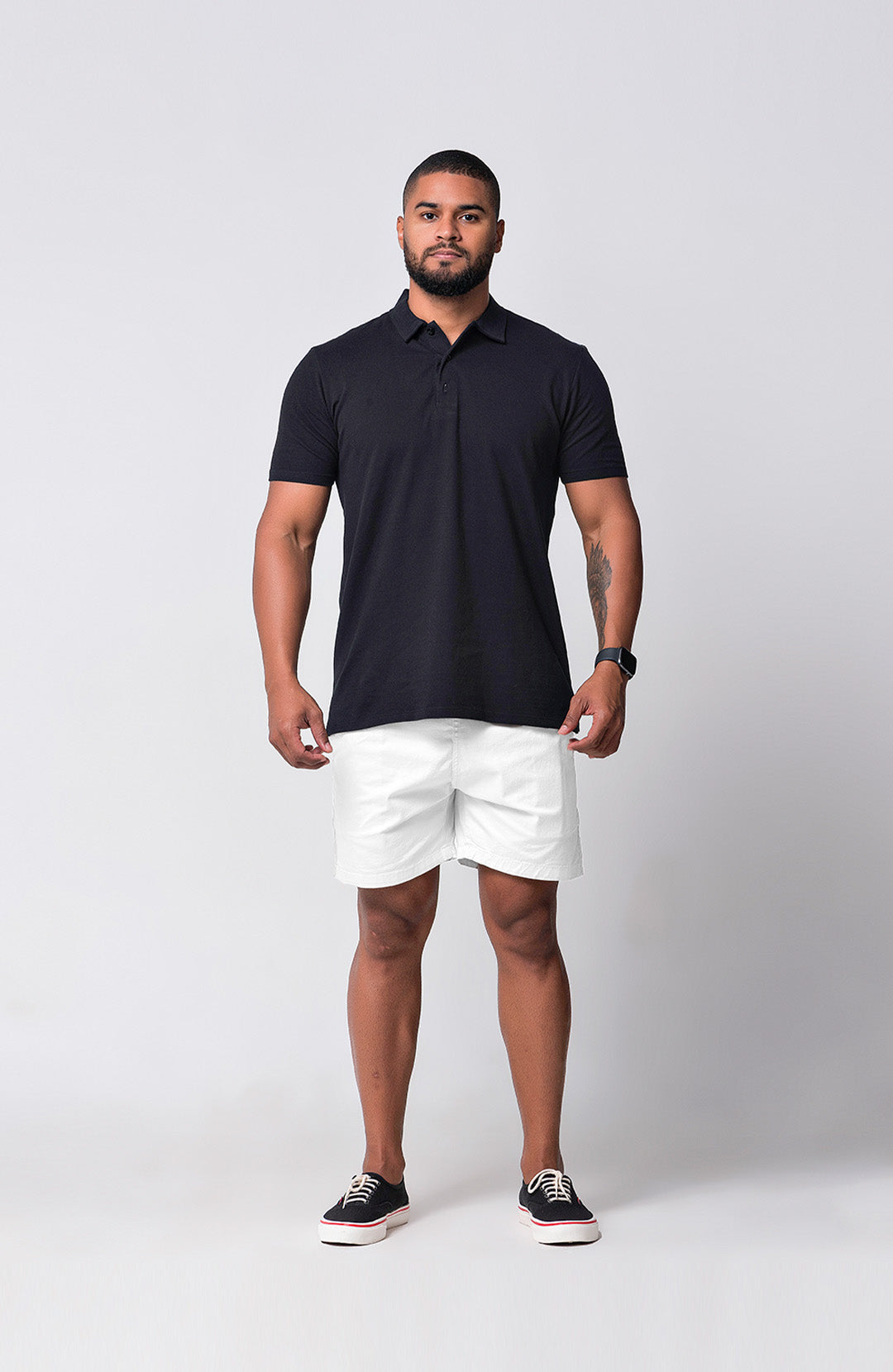 Short Bázico branco algodão com caimento versátil e confortável #Cor_Branco
