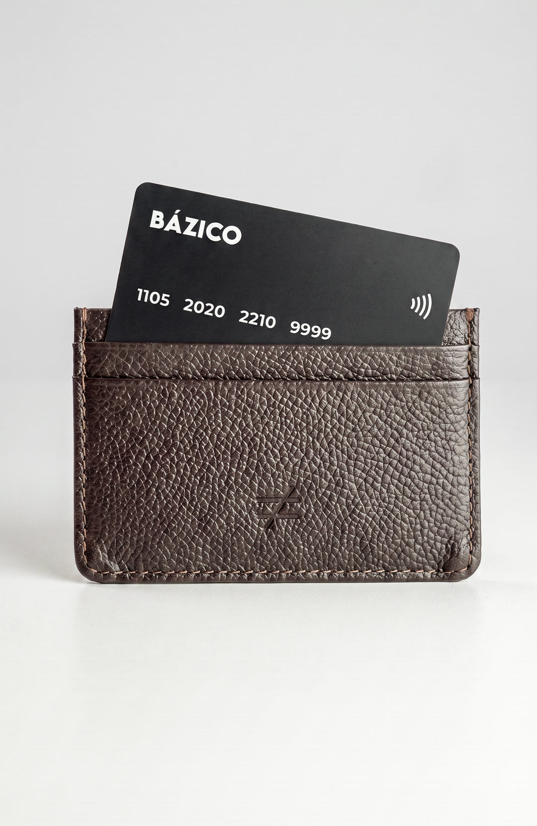 Porta Cartão Bázico chocolate Bázico, couro legítimo com design slim #Cor_Chocolate