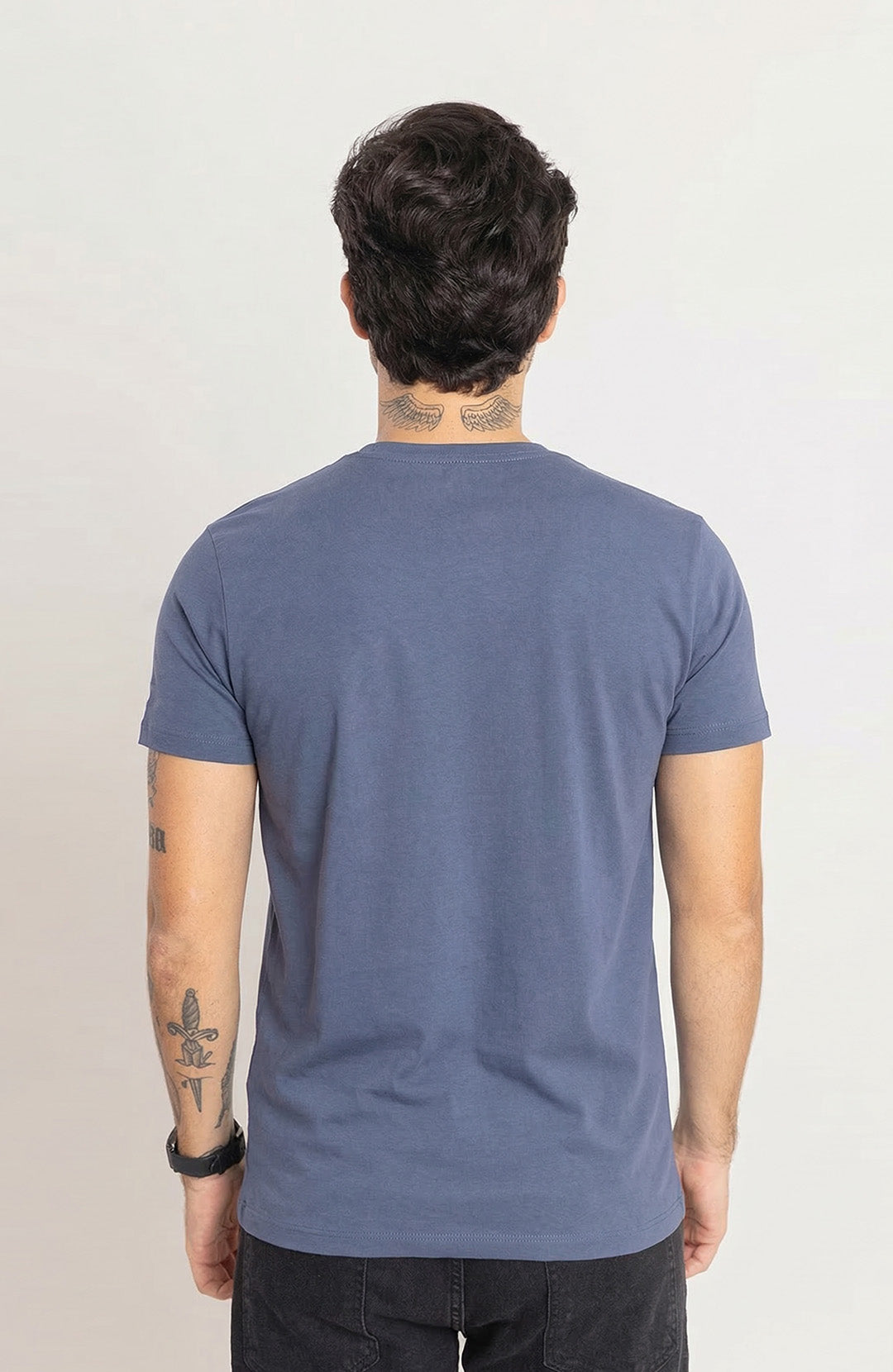 Camiseta Bázica Gola V masculina cold blue Bázico, algodão Powerful com caimento perfeito #Cor_Cold Blue