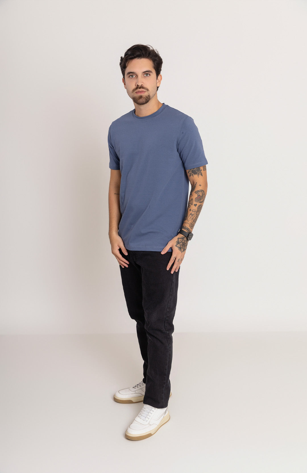 Camiseta Bázica Regular masculina cold blue Bázico, algodão Powerful com caimento clássico #Cor_Cold Blue