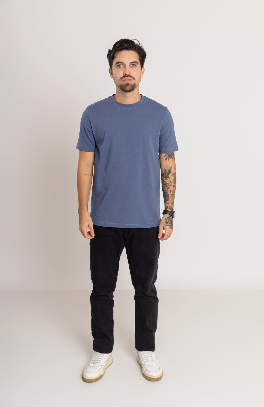 Camiseta Bázica Regular masculina cold blue Bázico, algodão Powerful com caimento clássico #Cor_Cold Blue