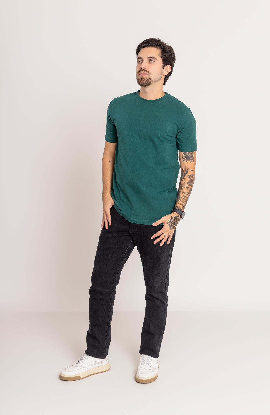 Camiseta Bázica Regular masculina esmeralda Bázico, algodão Powerful com caimento clássico #Cor_Esmeralda