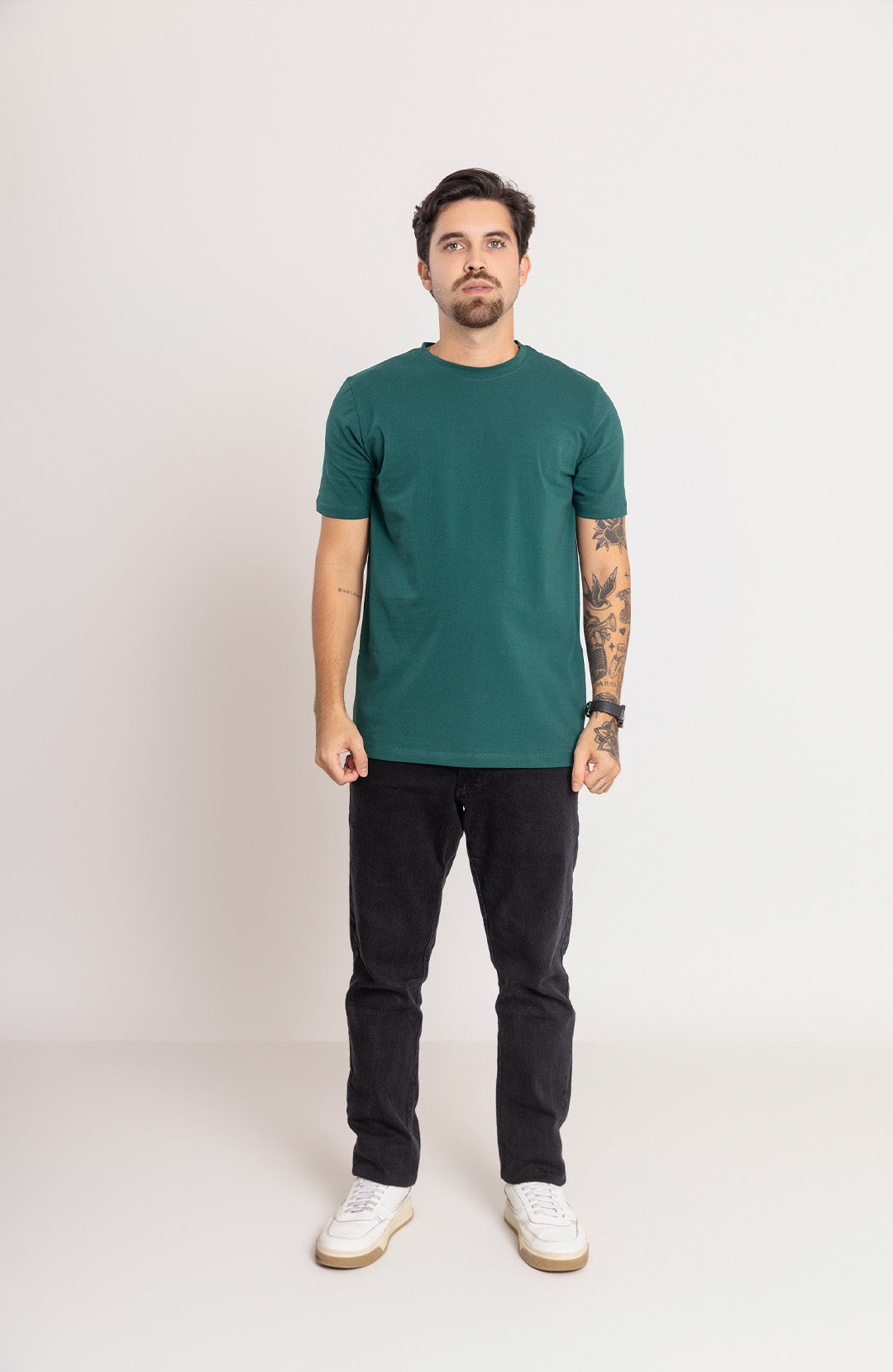 Camiseta Bázica Regular masculina esmeralda Bázico, algodão Powerful com caimento clássico #Cor_Esmeralda