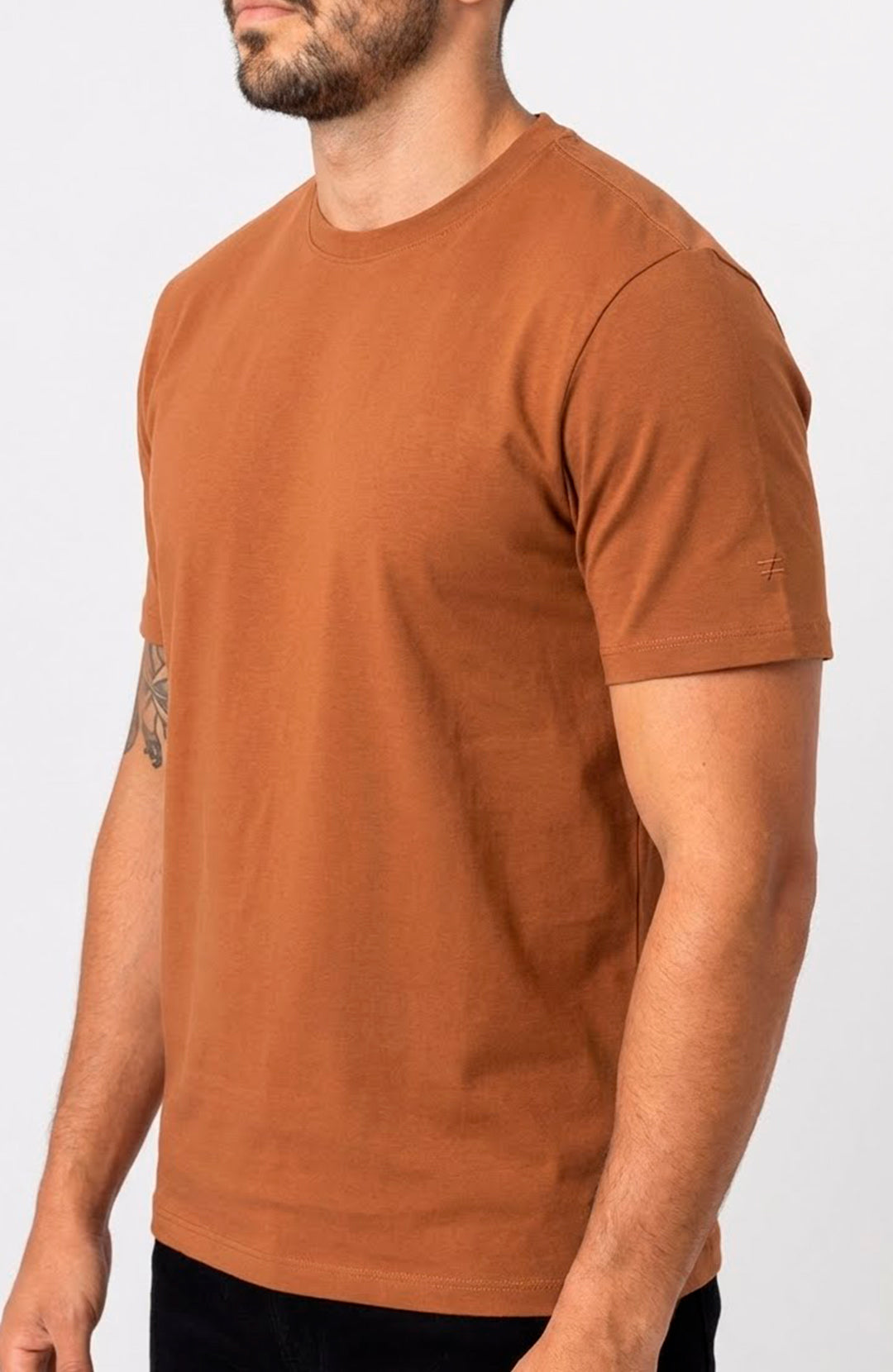 Camiseta Bázica Regular masculina marrom Bázico, algodão Powerful com caimento clássico #Cor_Marrom