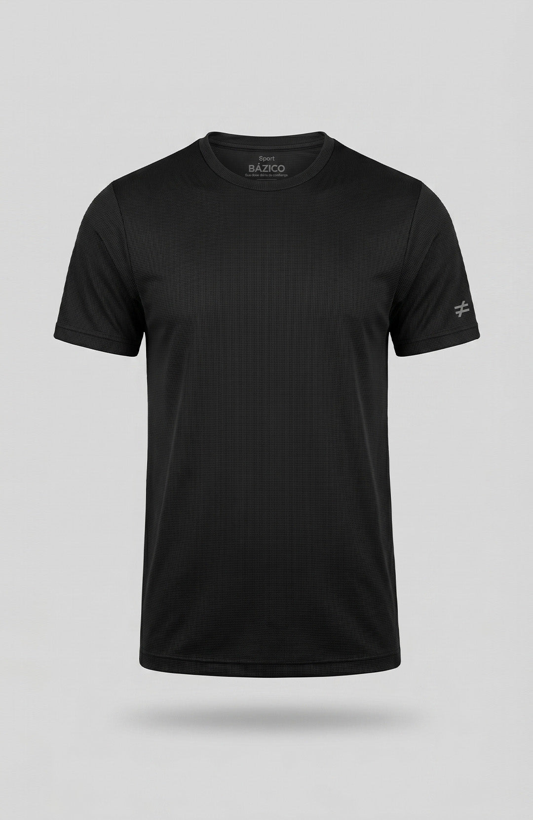 Camiseta esportiva Sport Solid preta Bázico, UV50+ e secagem rápida em poliamida #Cor_Preto