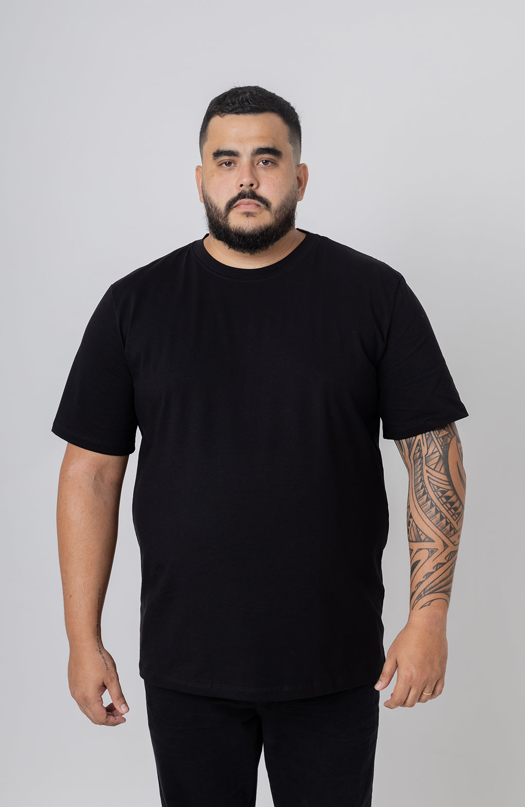 Camiseta Bázica Regular masculina preta Bázico, algodão Powerful com caimento clássico #Cor_Preto