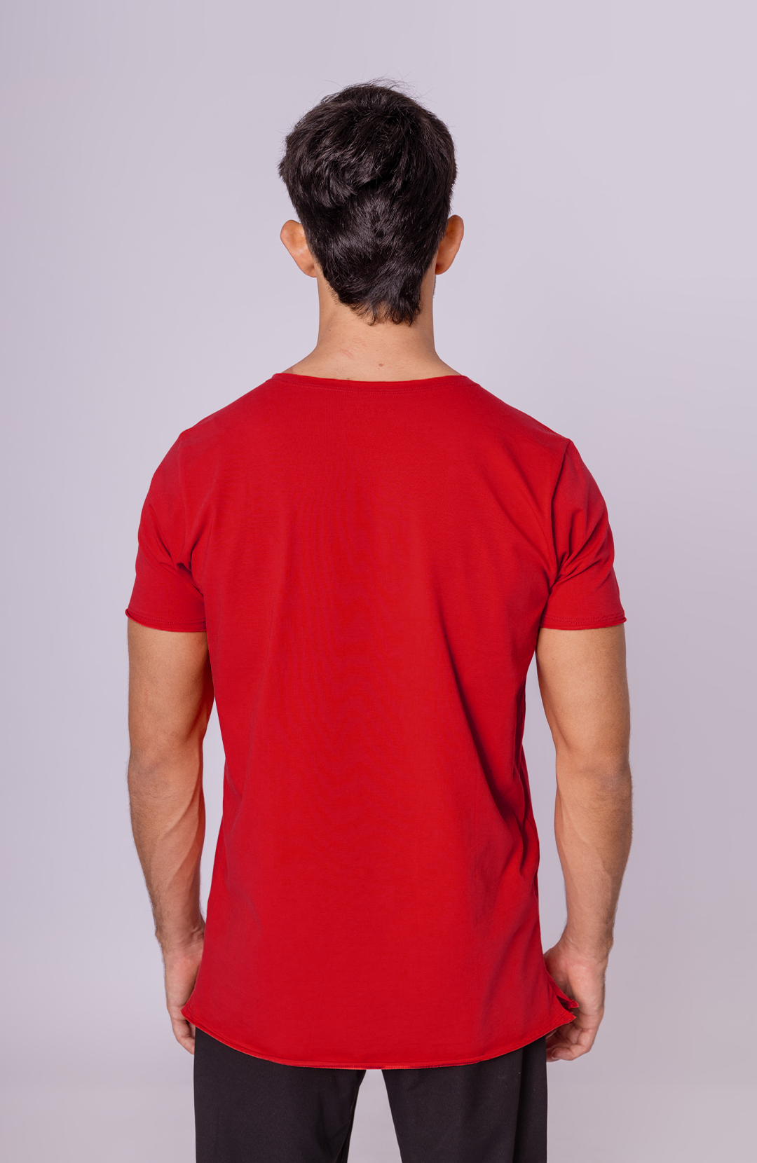 Camiseta Long masculina red Bázico, algodão egípcio com comprimento alongado #Cor_Red