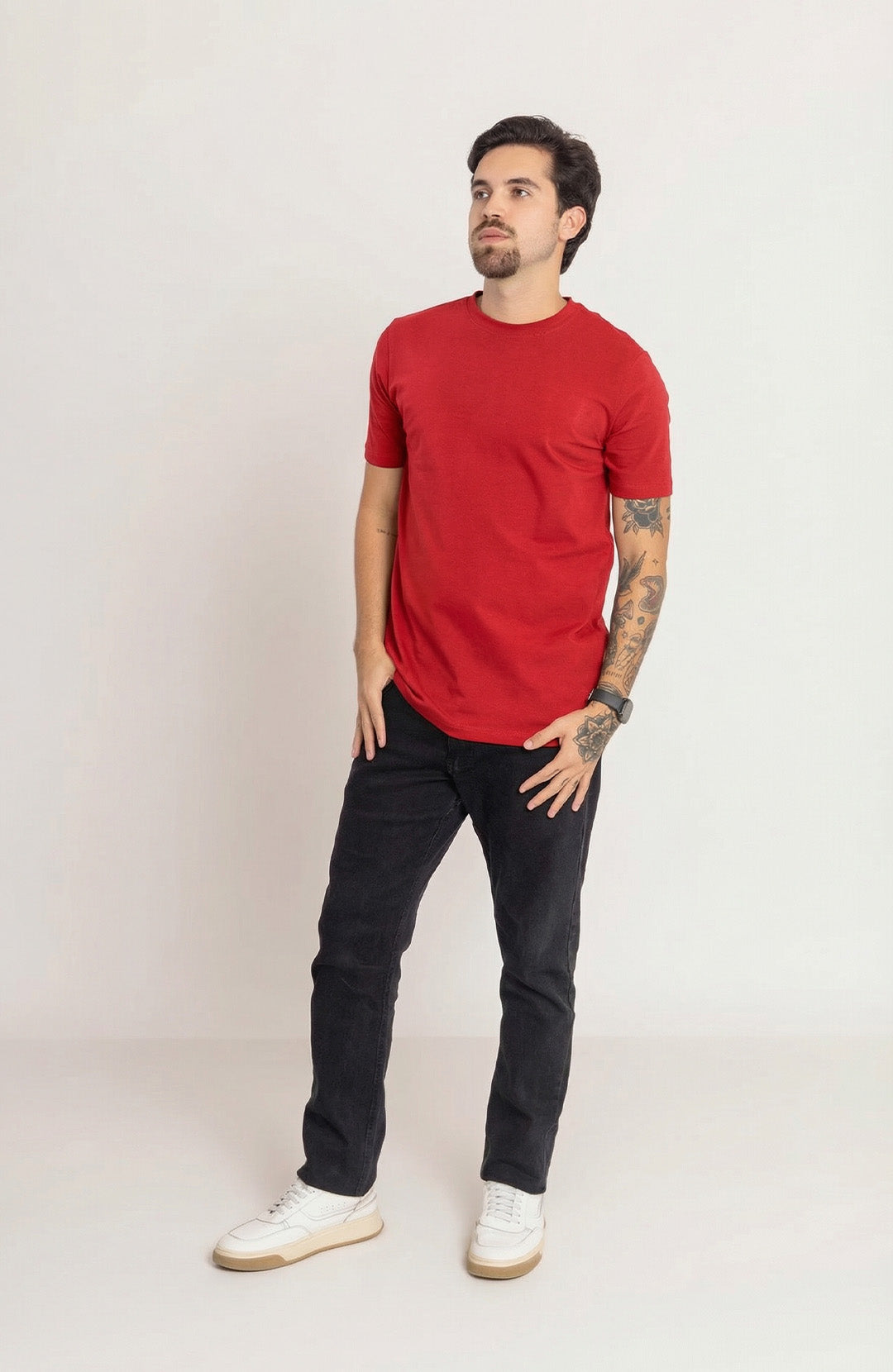 Camiseta Bázica Regular masculina red Bázico, algodão Powerful com caimento clássico #Cor_Red