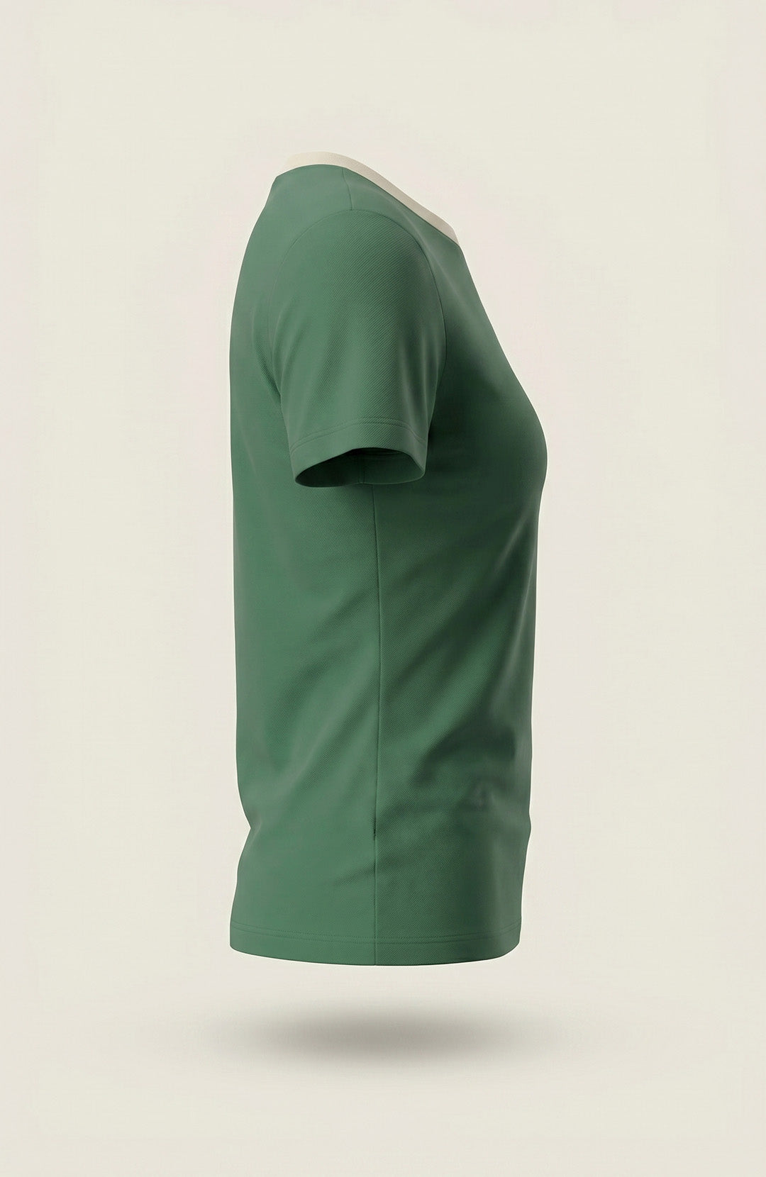Camiseta Bázica Feminina Gola C Duo bicolor verde e areia Bázico em algodão Powerful #Cor_Verde / Areia