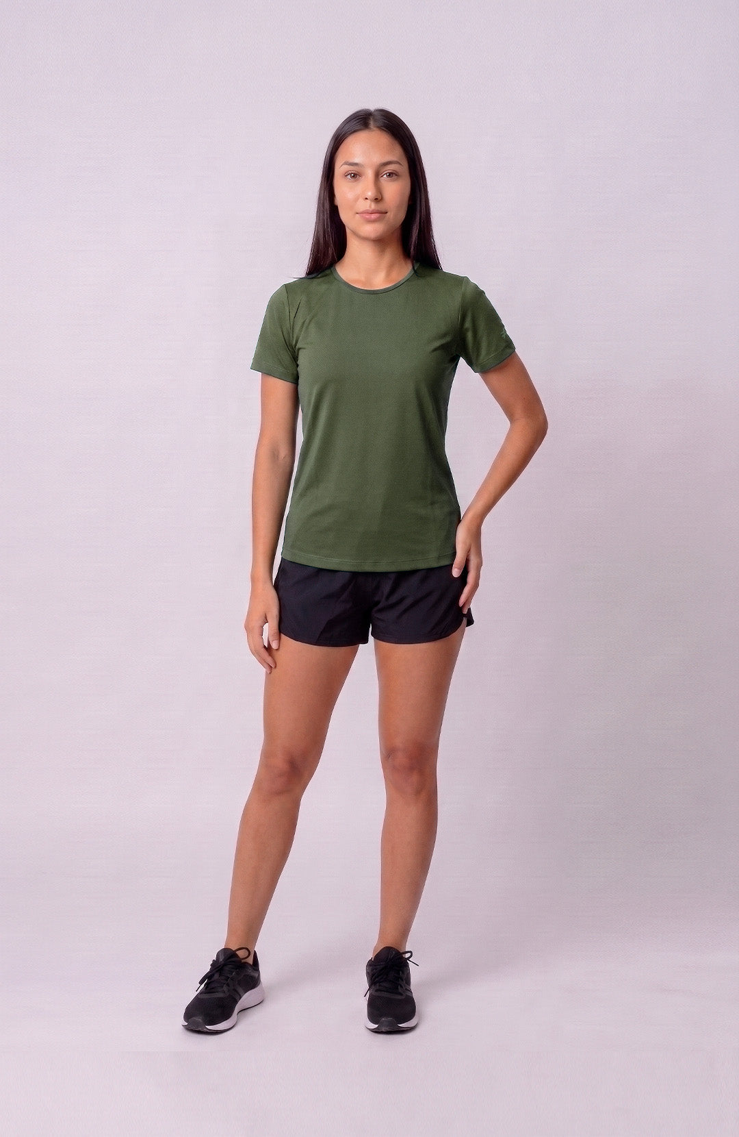 Regata esportiva Sport Classic feminina verde musgo Bázico, poliamida com toque gelado e secagem rápida #Cor_Verde Musgo