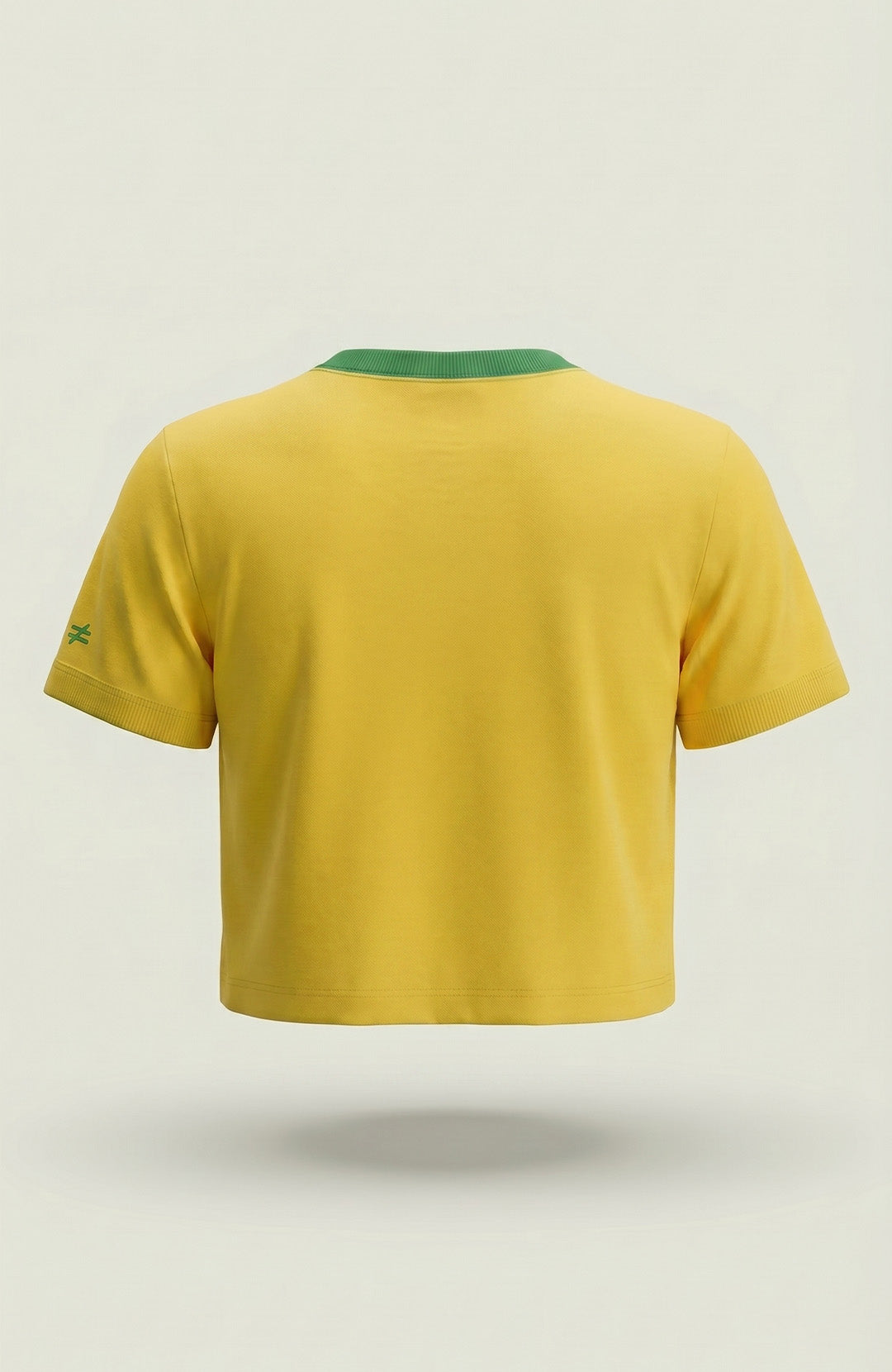 Cropped Bázica Duo bicolor amarelo e verde Bázico em algodão Powerful #Cor_Amarelo / Verde