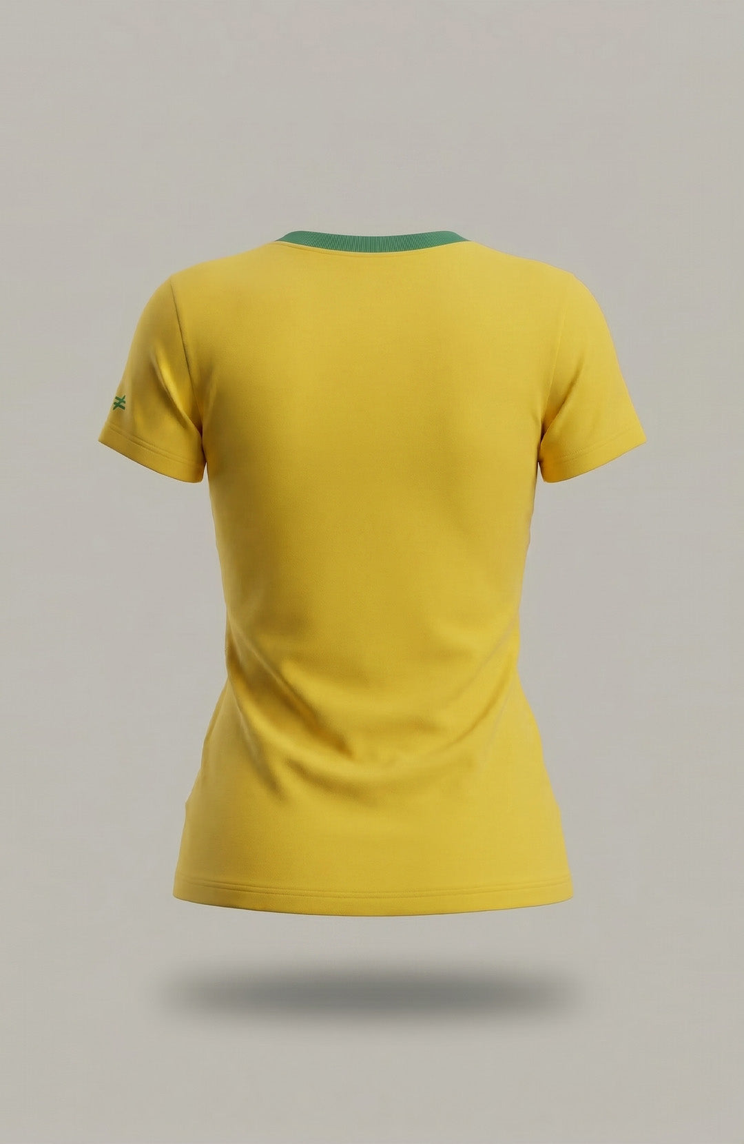 Camiseta Bázica Feminina Gola C Duo bicolor amarela e verde Bázico em algodão Powerful #Cor_Amarelo / Verde