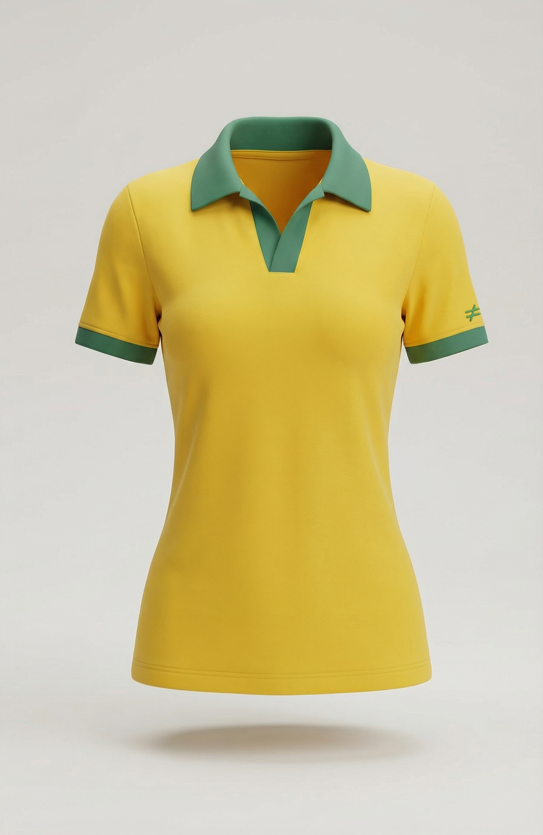 Camisa polo feminina Duo bicolor amarela e verde Bázico, algodão egípcio Powerful com gola estruturada #Cor_Amarelo / Verde
