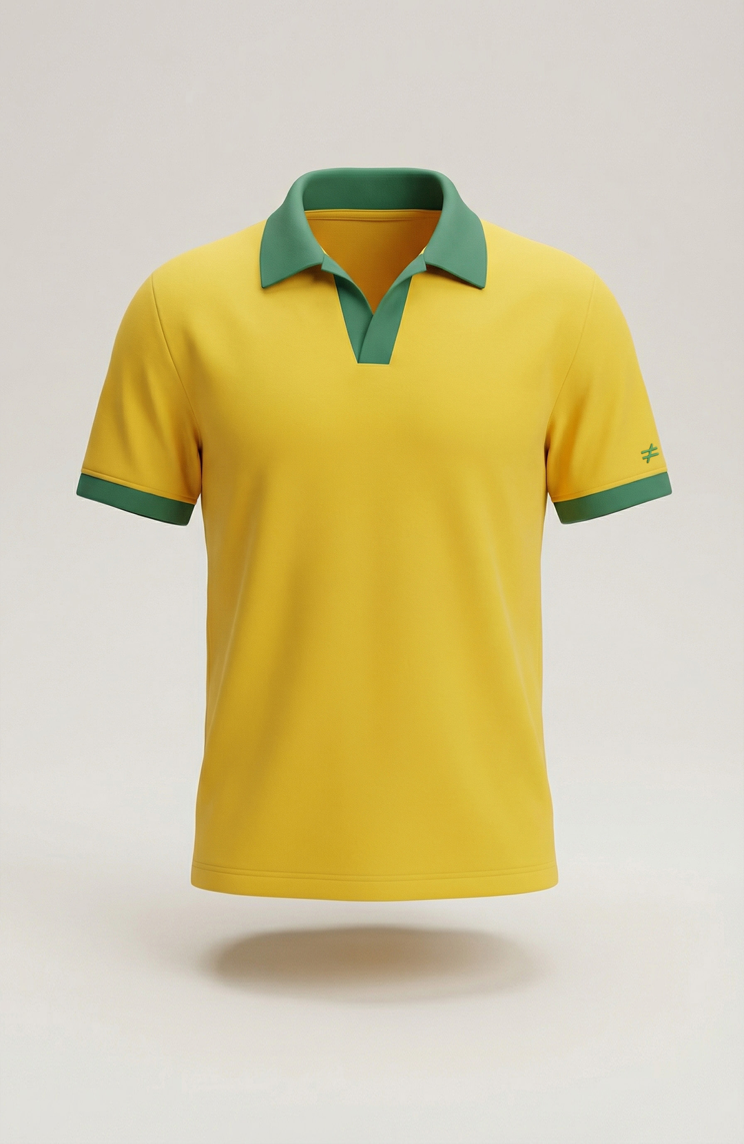 Camisa polo masculina Duo bicolor amarela e verde Bázico, algodão egípcio Powerful com gola estruturada #Cor_Amarelo / Verde