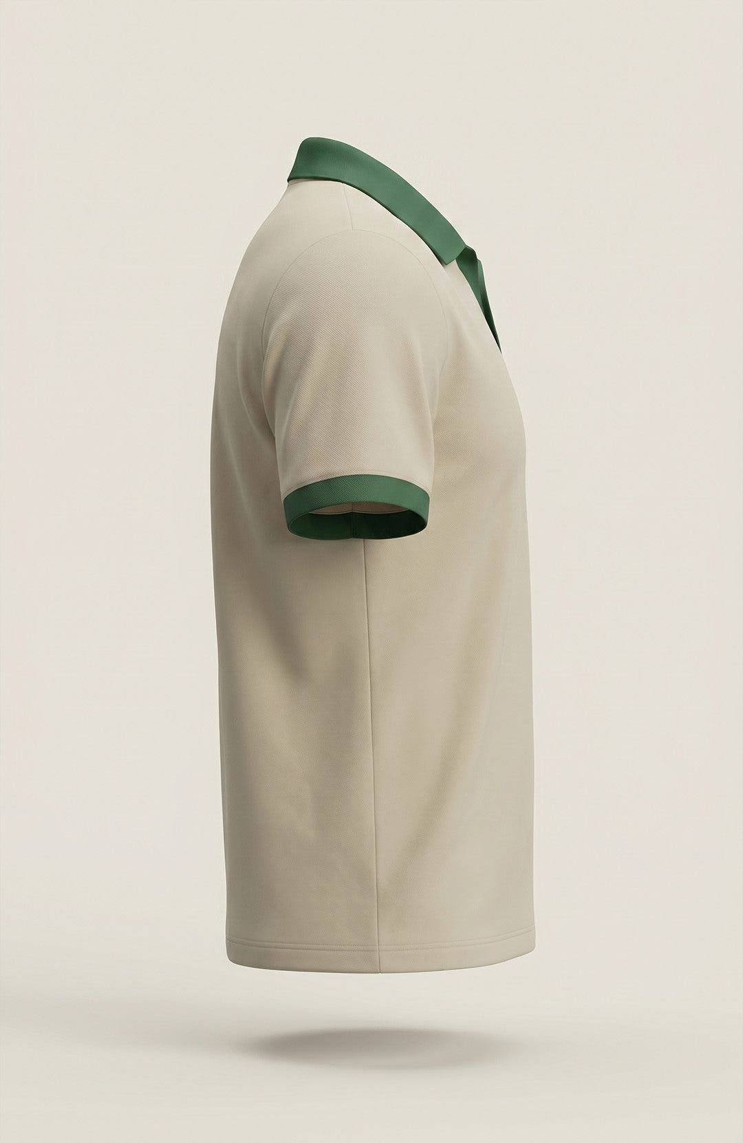 Camisa polo masculina Duo bicolor areia e verde Bázico, algodão egípcio Powerful com gola estruturada #Cor_Areia / Verde