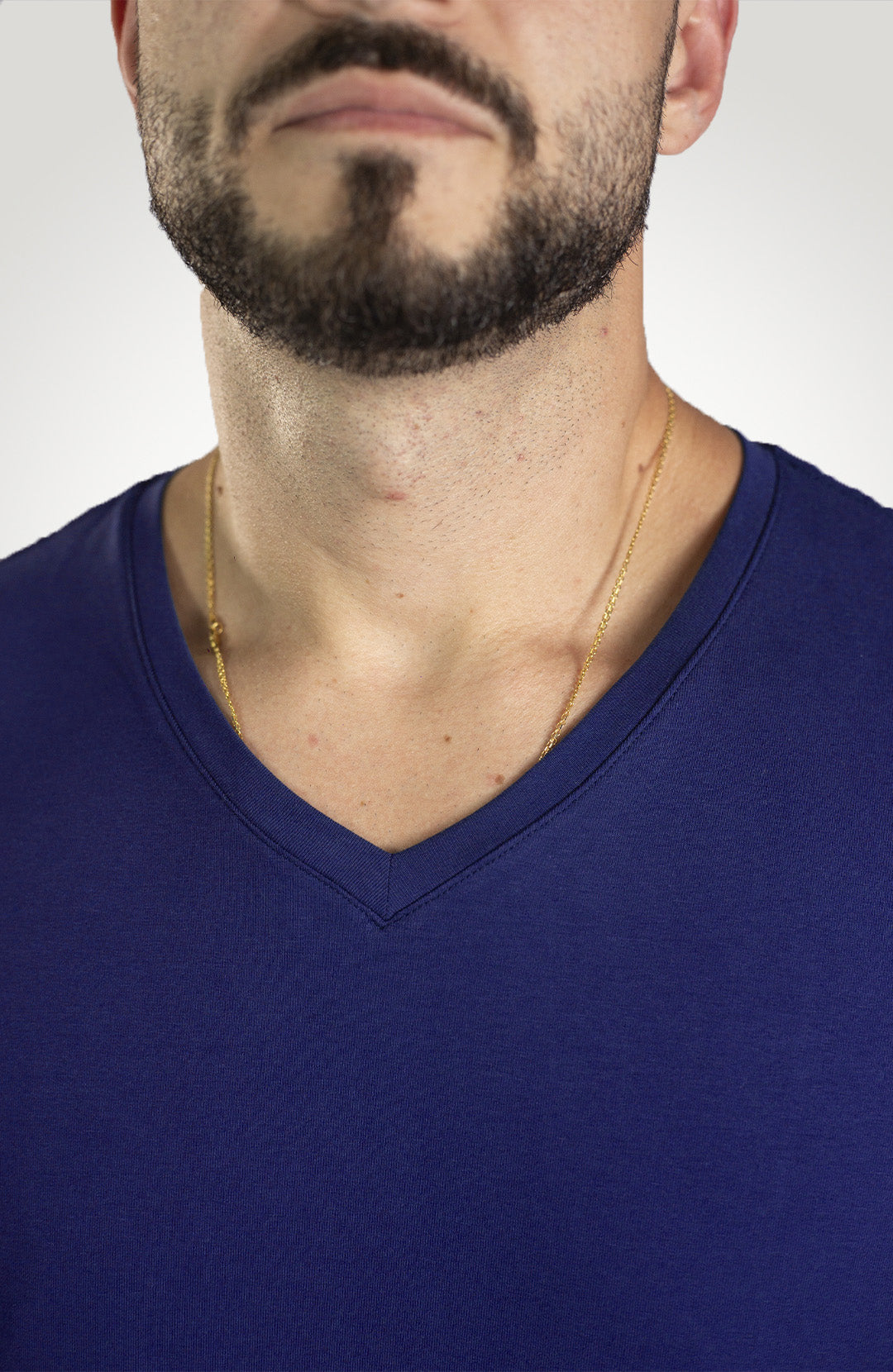 Camiseta Bázica Gola V masculina azul escuro Bázico, algodão Powerful com caimento perfeito #Cor_Azul Escuro