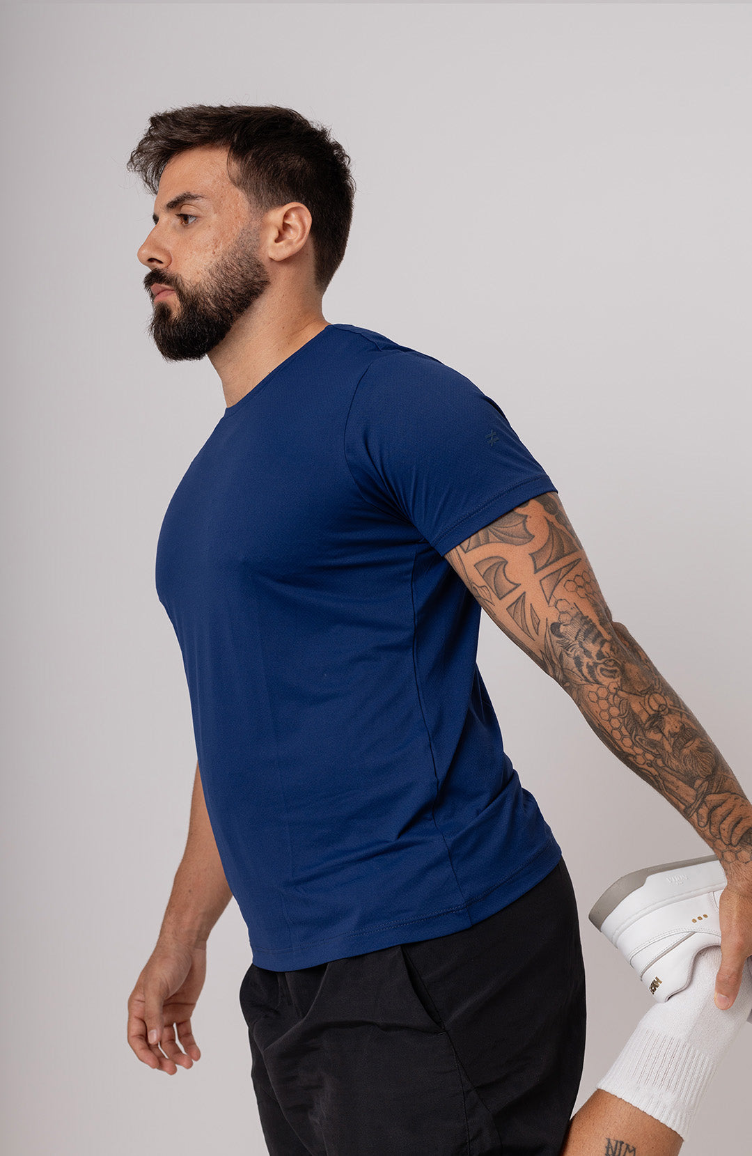 Regata esportiva Sport Classic masculina azul escuro Bázico, poliamida com toque gelado e secagem rápida #Cor_Azul Escuro