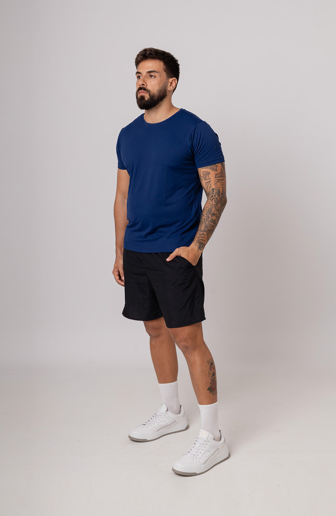 Regata esportiva Sport Classic masculina azul escuro Bázico, poliamida com toque gelado e secagem rápida #Cor_Azul Escuro