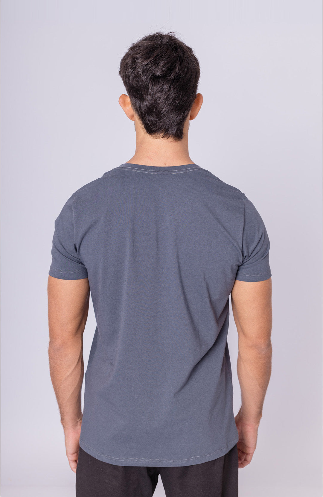 Camiseta Bázica Gola V masculina azul lunar Bázico, algodão Powerful com caimento perfeito #Cor_Azul Lunar