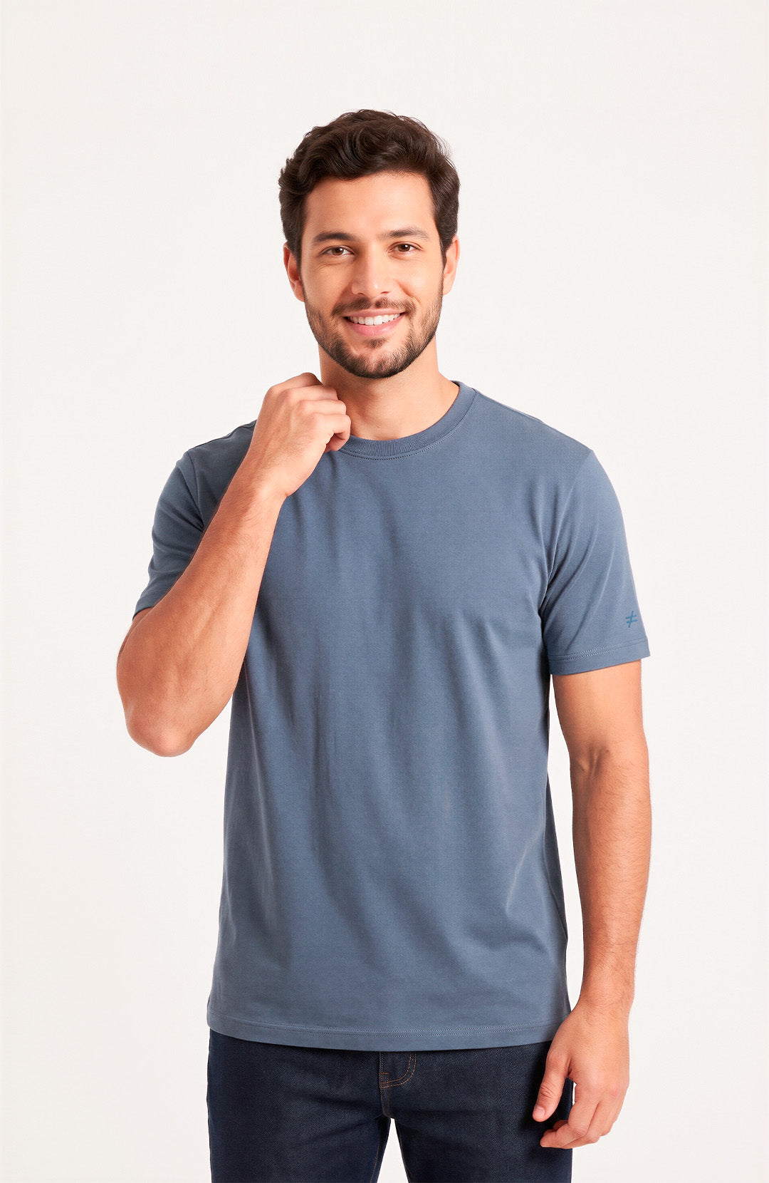 Camiseta Bázica Regular masculina azul lunar Bázico, algodão Powerful com caimento clássico #Cor_Azul Lunar