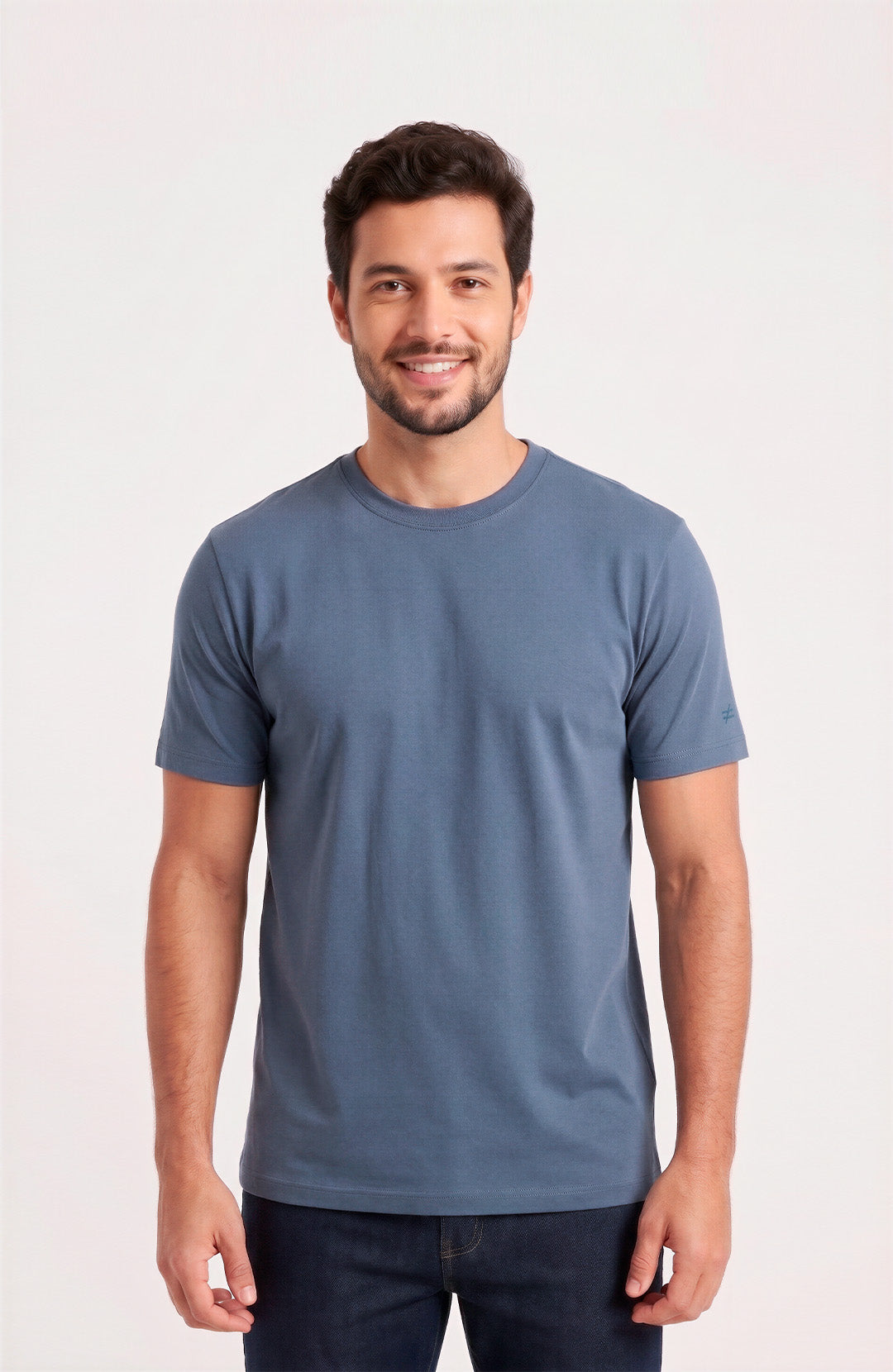 Camiseta Bázica Regular masculina azul lunar Bázico, algodão Powerful com caimento clássico #Cor_Azul Lunar