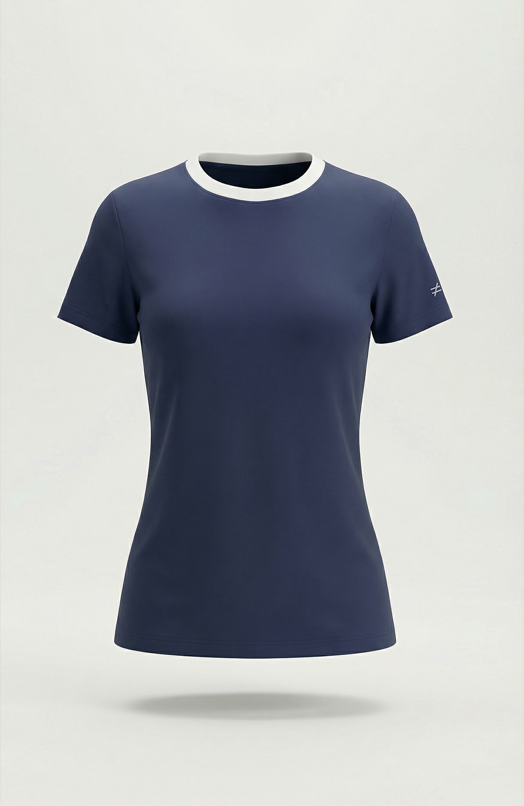 Camiseta Bázica Feminina Gola C Duo bicolor azul-marinho e branca Bázico em algodão Powerful #Cor_Azul-marinho / Branco