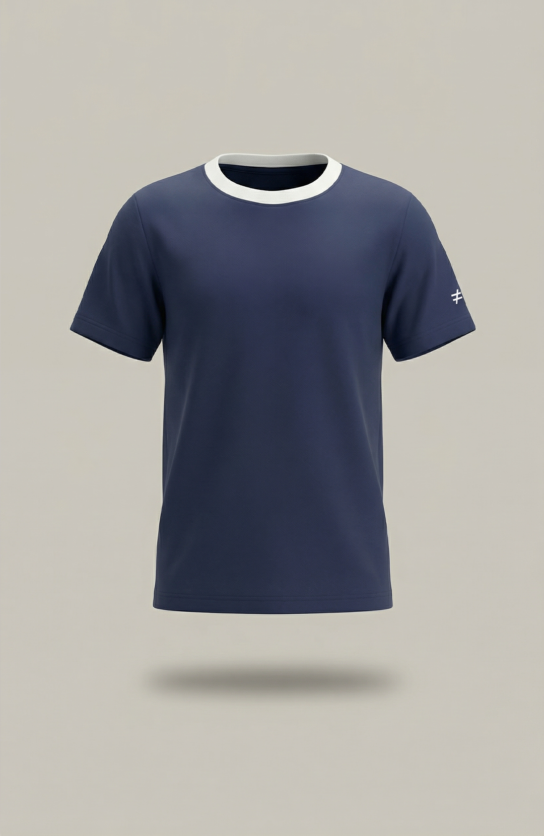 Camiseta Bázica Kids Gola C Duo bicolor azul-marinho e branca Bázico em algodão egípcio #Cor_Azul-marinho / Branco