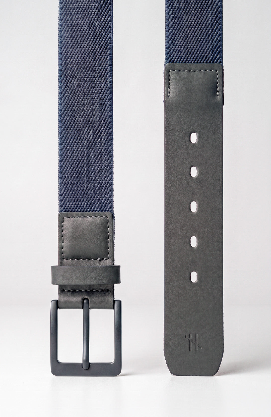 Cinto Elástico de Couro Pull-up masculino azul-marinho Bázico, tecido trançado elástico com acabamento em couro #Cor_Azul-marinho