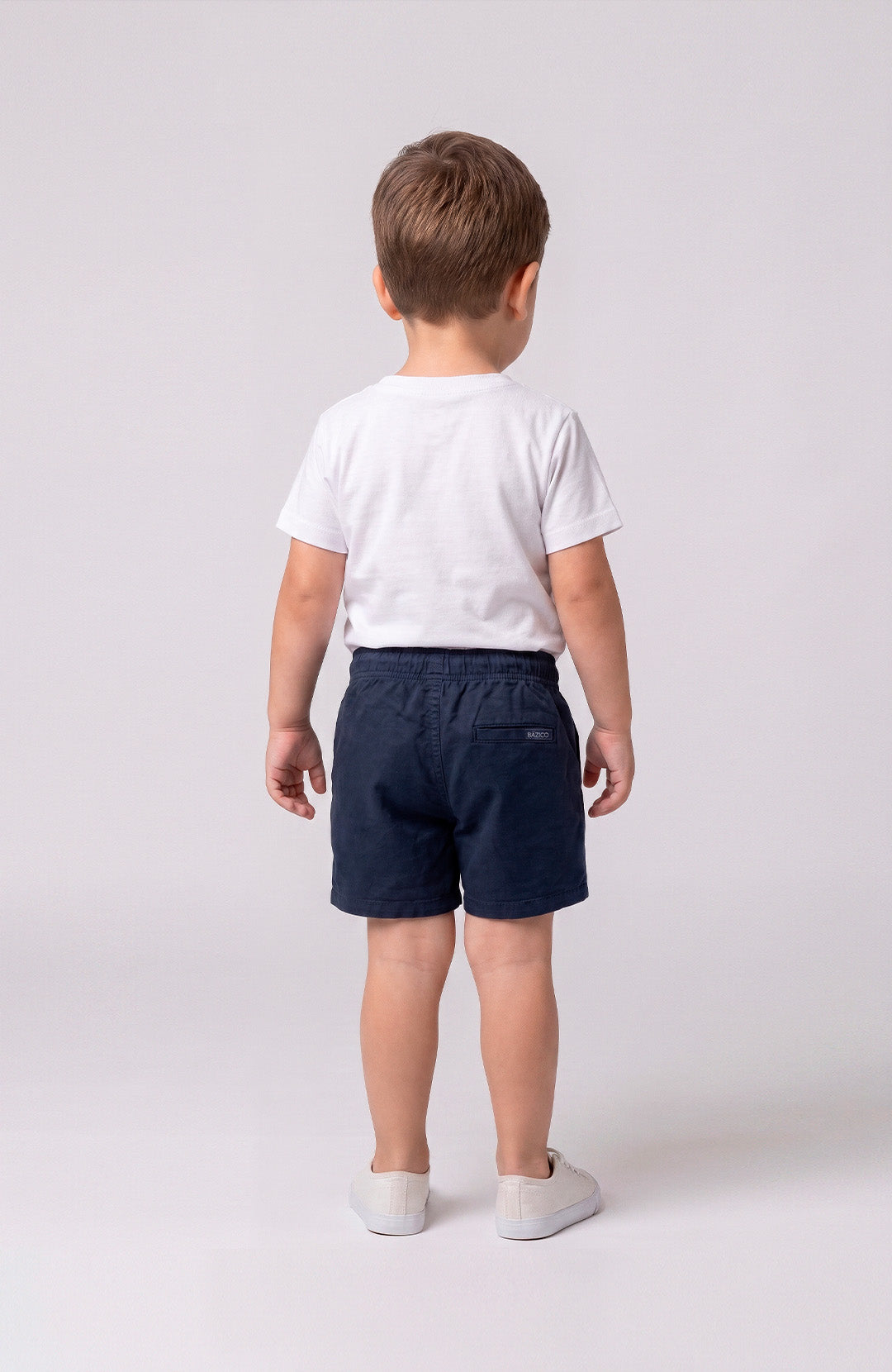Short Bázico Kids azul-marinho Bázico, sarja de algodão com cintura ajustável #Cor_Azul-marinho