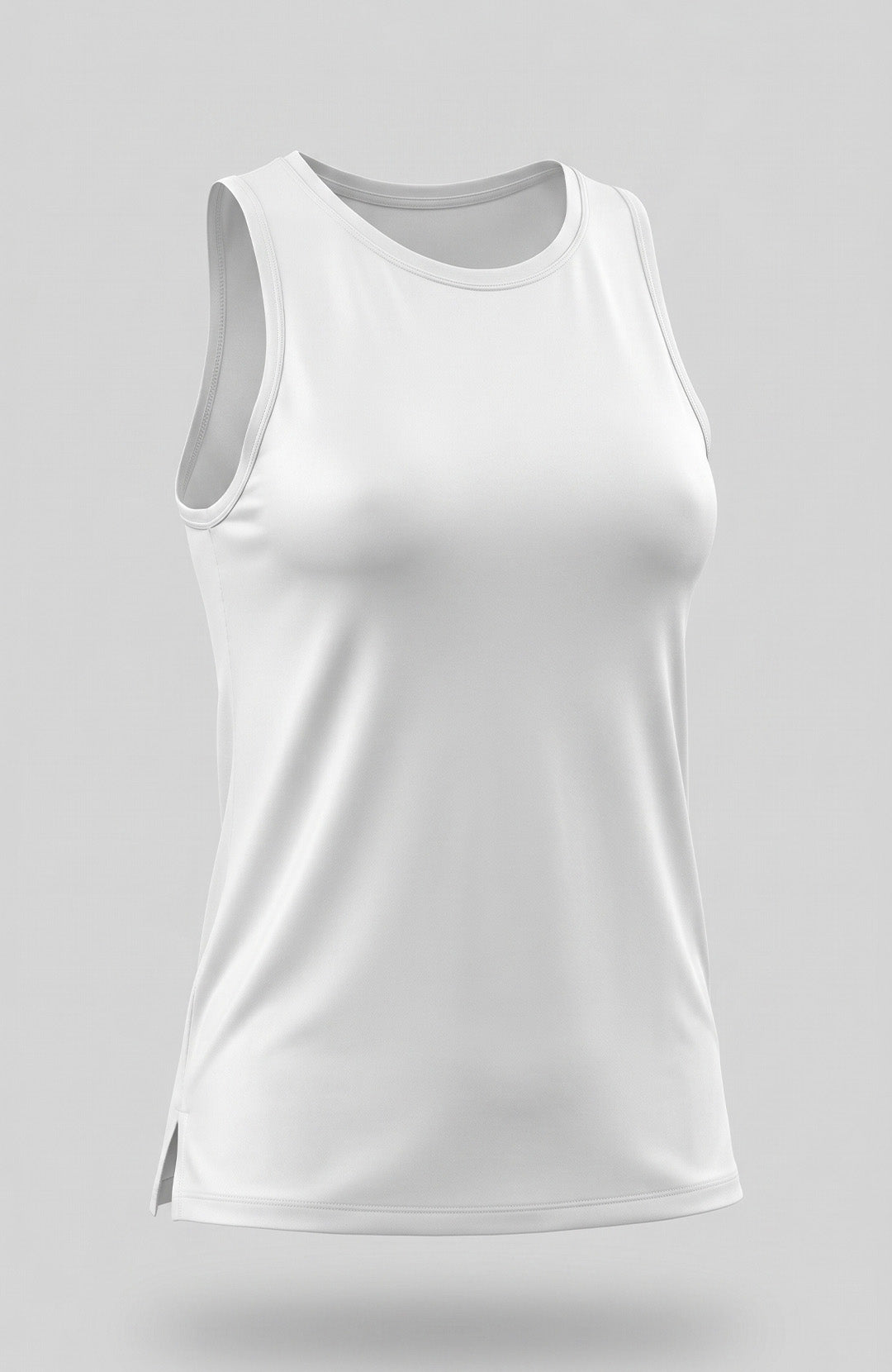 Regata esportiva Sport Light feminina branca Bázico, poliamida leve com toque gelado e tecnologia Dry #Cor_Branco