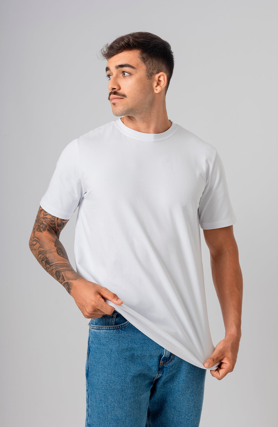 Camiseta Bázica Regular masculina branca Bázico, algodão Powerful com caimento clássico #Cor_Branco
