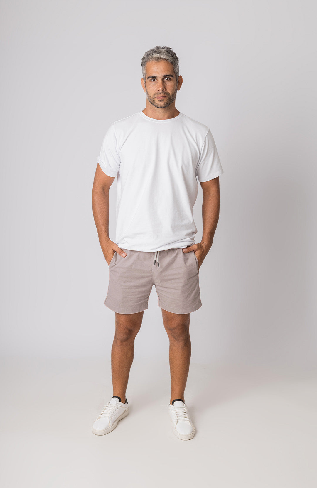 Short Bázico cinza algodão com caimento versátil e confortável #Cor_Cinza