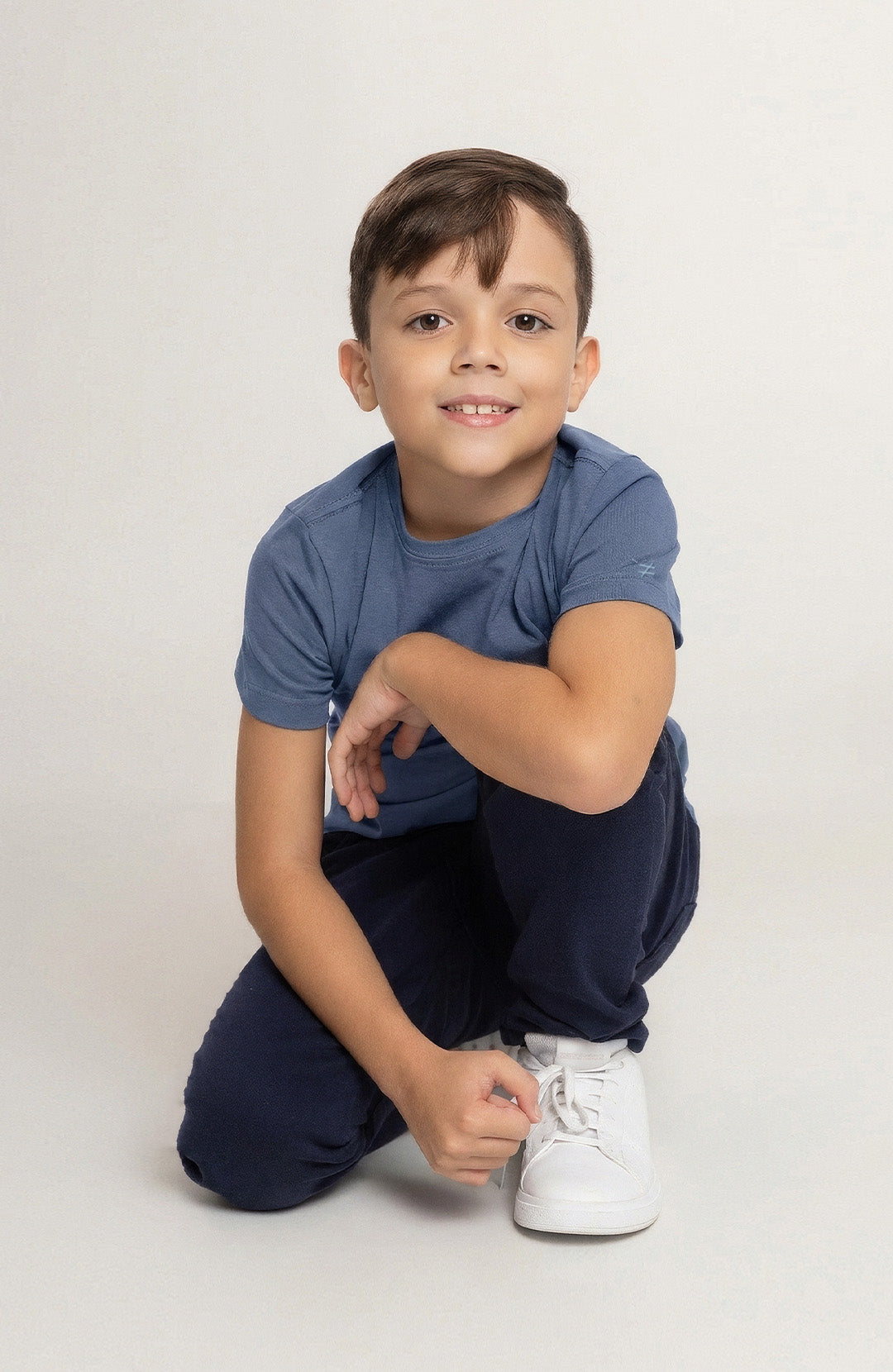 Camiseta Bázica Kids Gola C cold blue Bázico, algodão Powerful com caimento confortável para crianças #Cor_Cold Blue