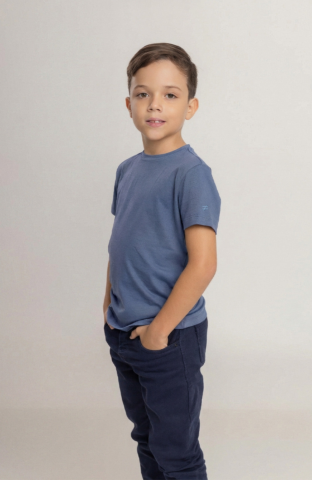 Camiseta Bázica Kids Gola C cold blue Bázico, algodão Powerful com caimento confortável para crianças #Cor_Cold Blue