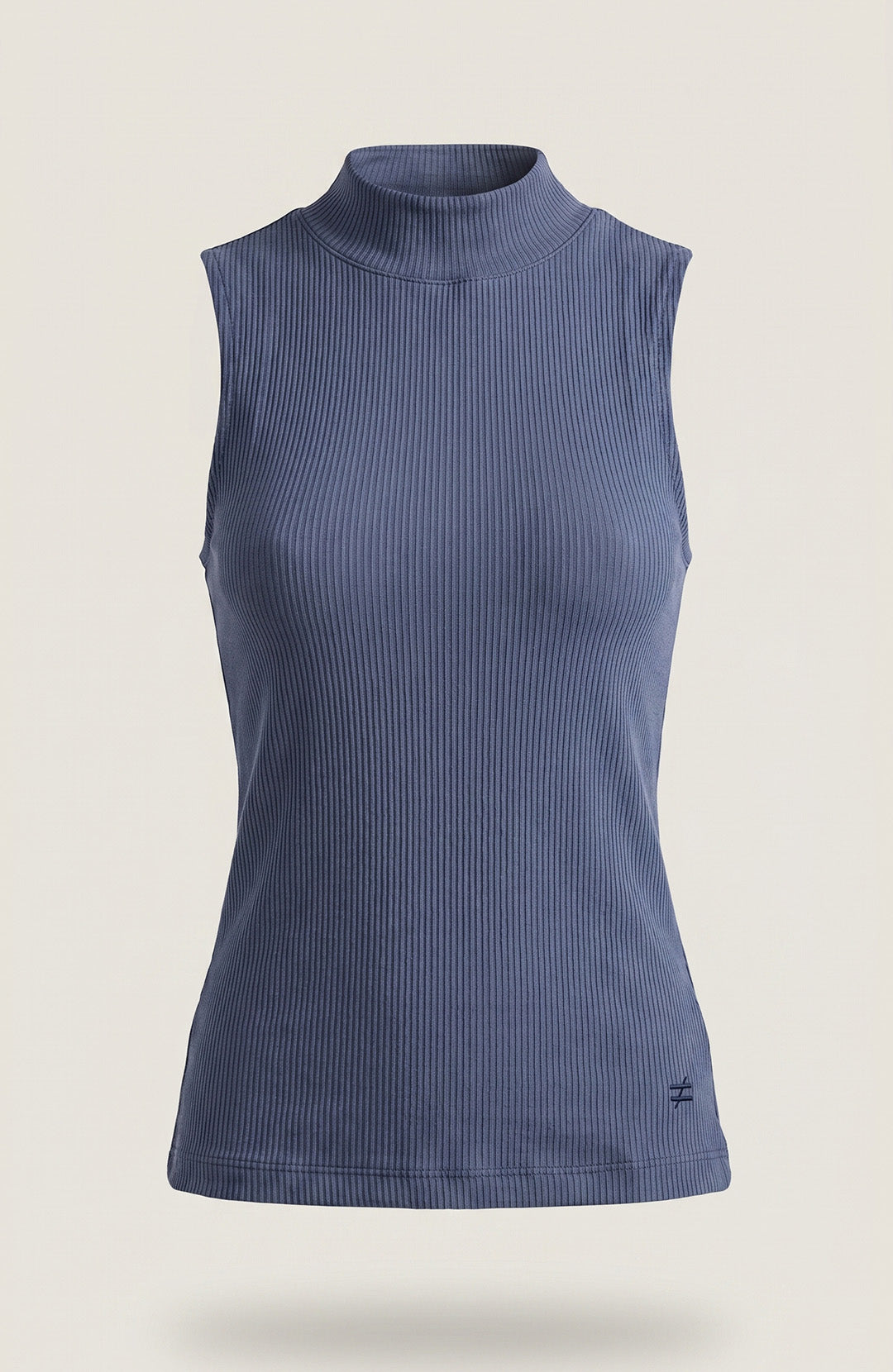 Regata canelada gola alta feminina cold blue Bázico, algodão canelado com caimento justo #Cor_Cold Blue