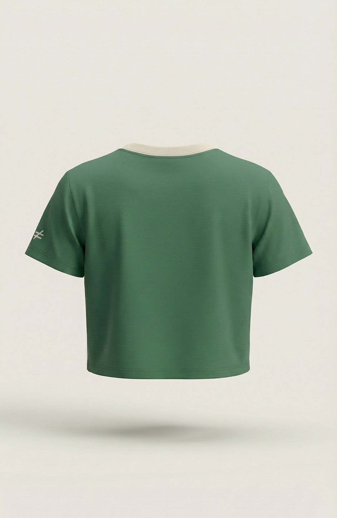 Cropped Bázica Duo bicolor verde e areia Bázico em algodão Powerful #Cor_Verde / Areia